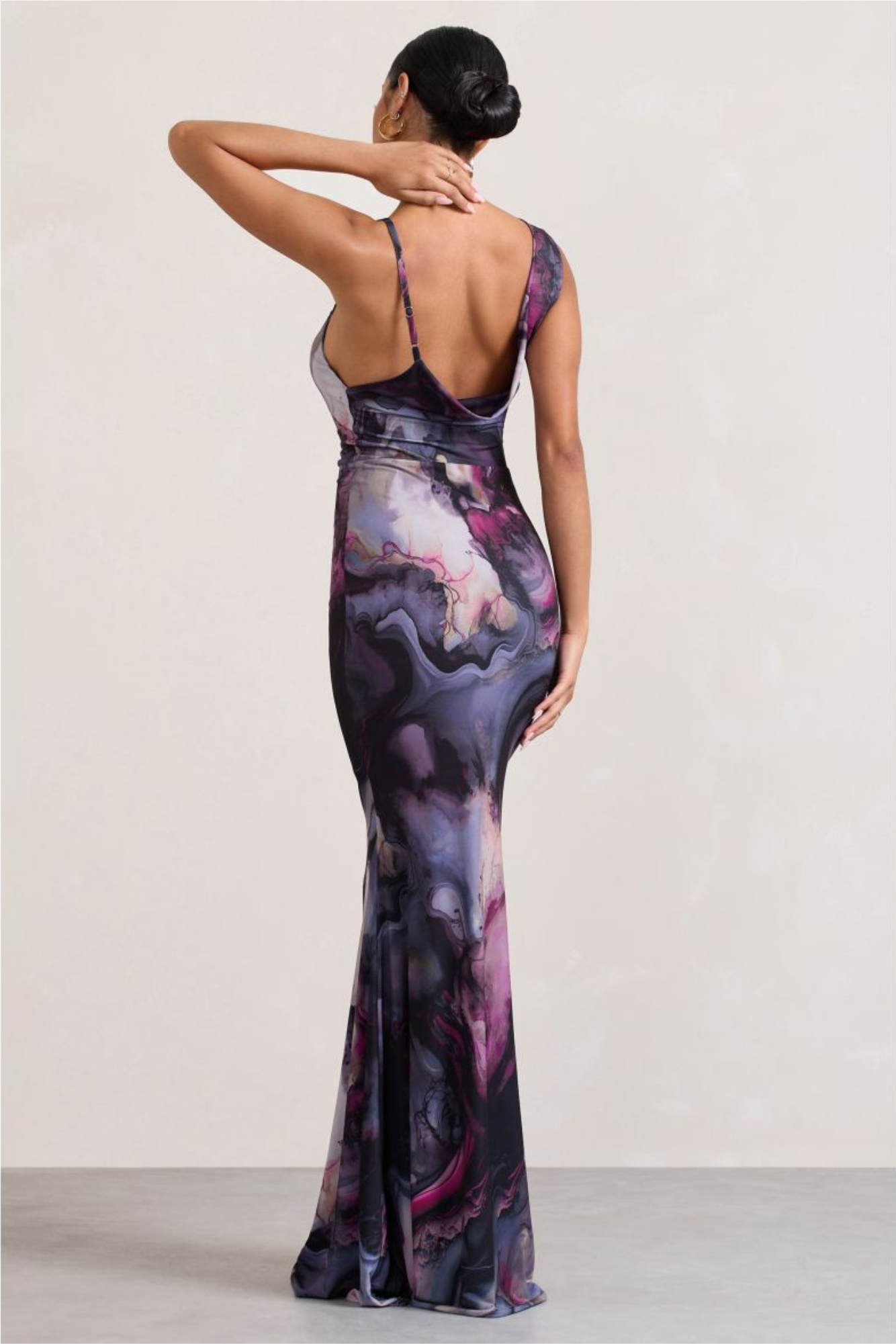 Noirelle – Marble swirl – Satin slip gown-10174853546311-Ivory Ombre