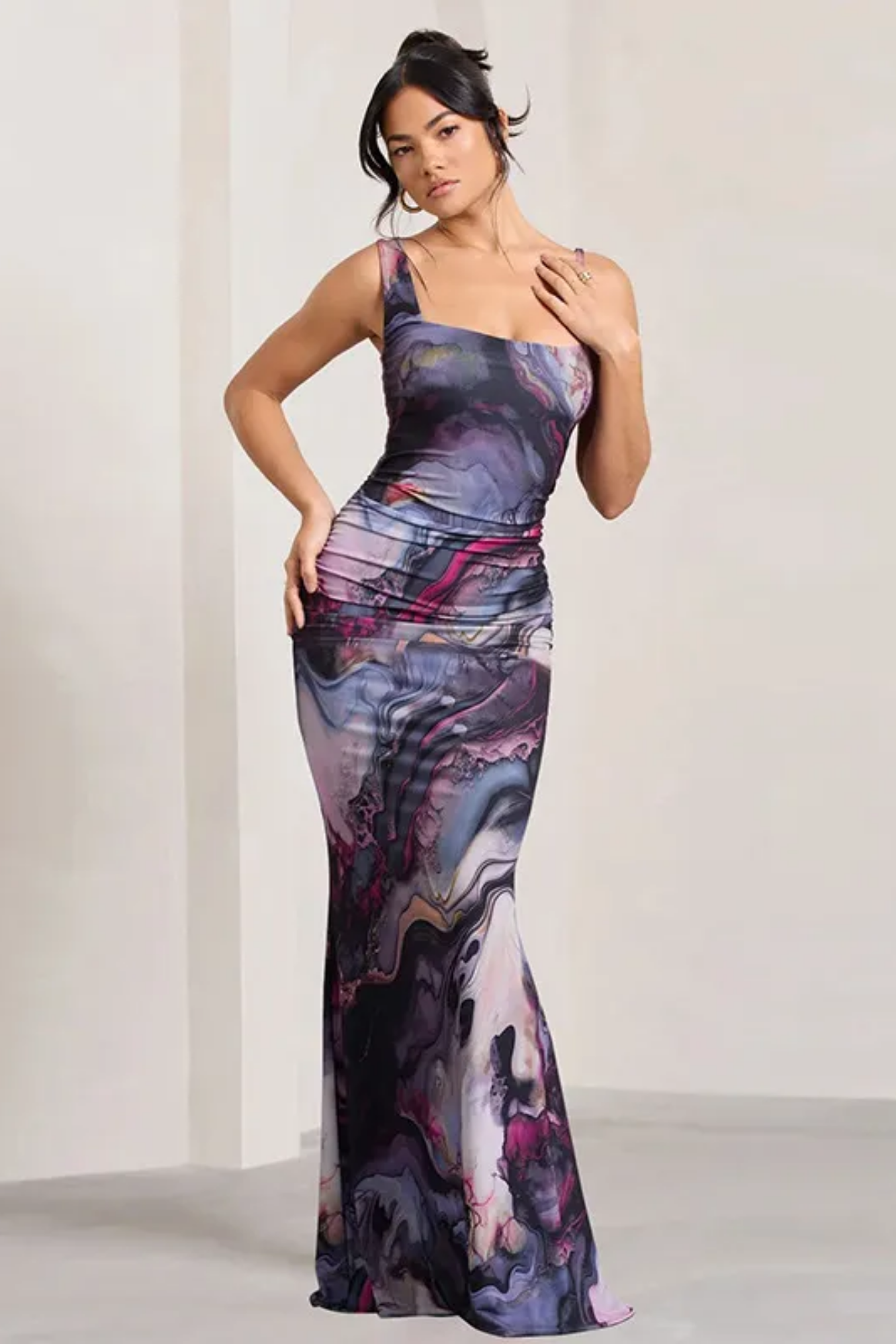 Noirelle – Marble swirl – Satin slip gown-10174853546311-Ivory Ombre