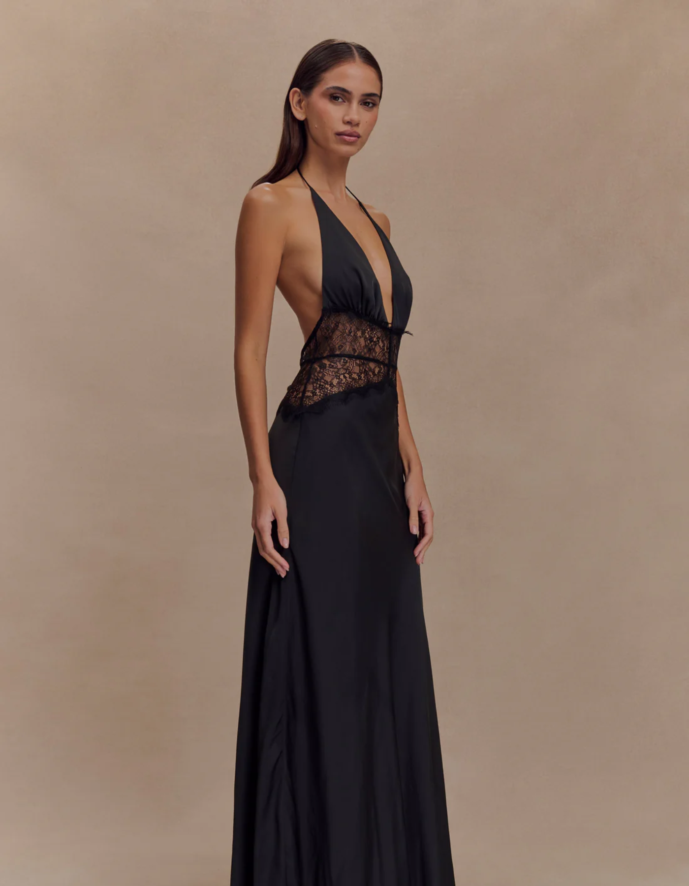 Noirélune – Lace waist detail – Halterneck gown-10174864982343-Ivory Ombre