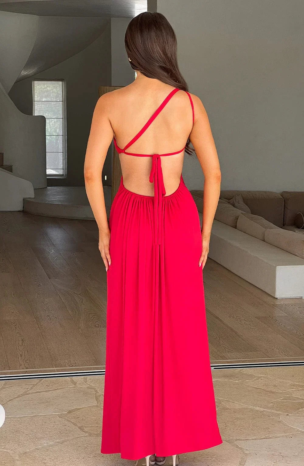 Noireva – Cut-out waist – One-shoulder gown-10174857019719-Ivory Ombre