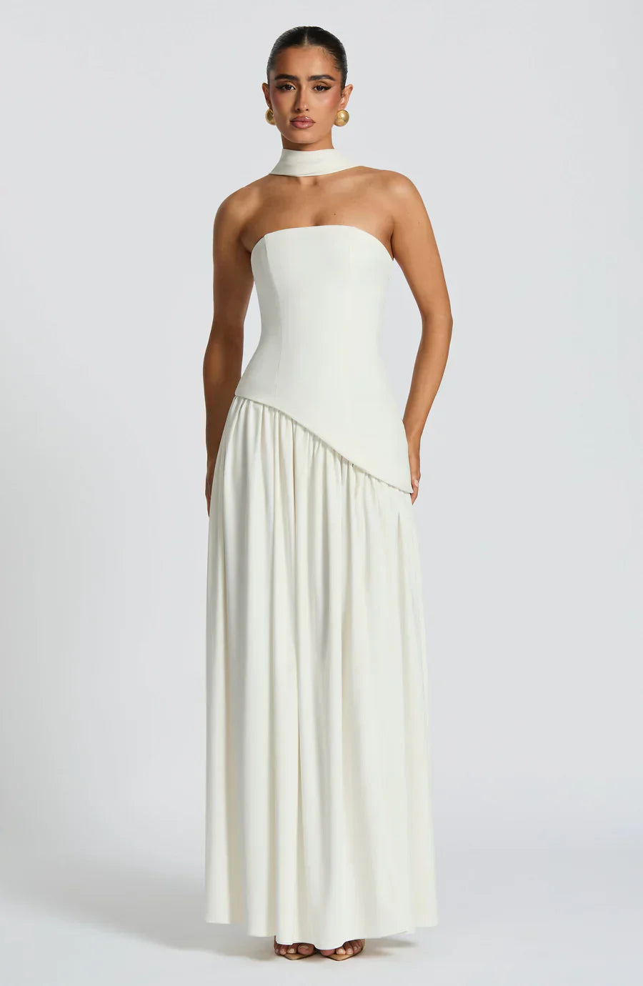 Olivia – Sculpted slit silhouette – Evening gown-10183329907015-Ivory Ombre