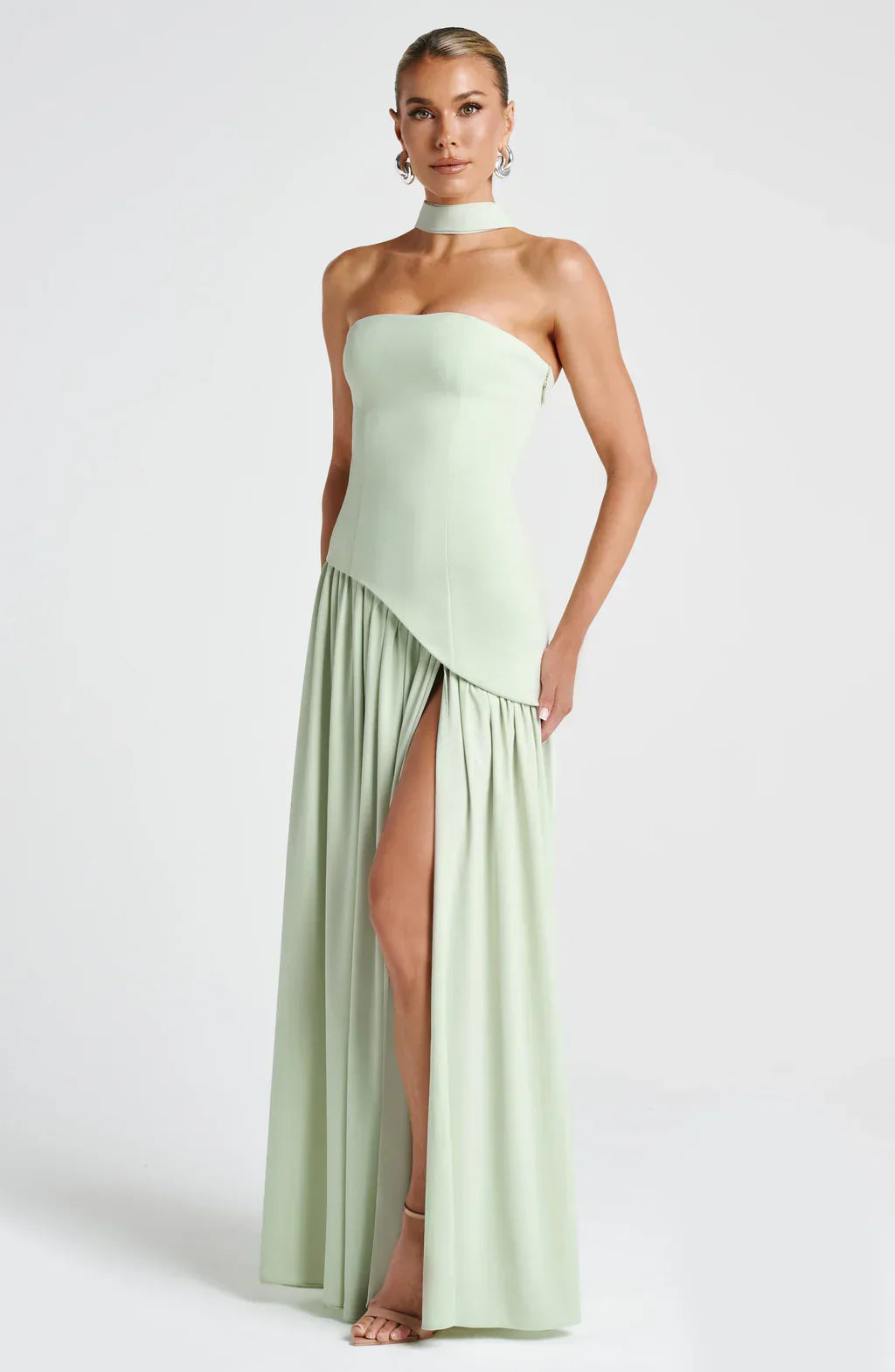 Olivia – Sculpted slit silhouette – Evening gown-10183329907015-Ivory Ombre