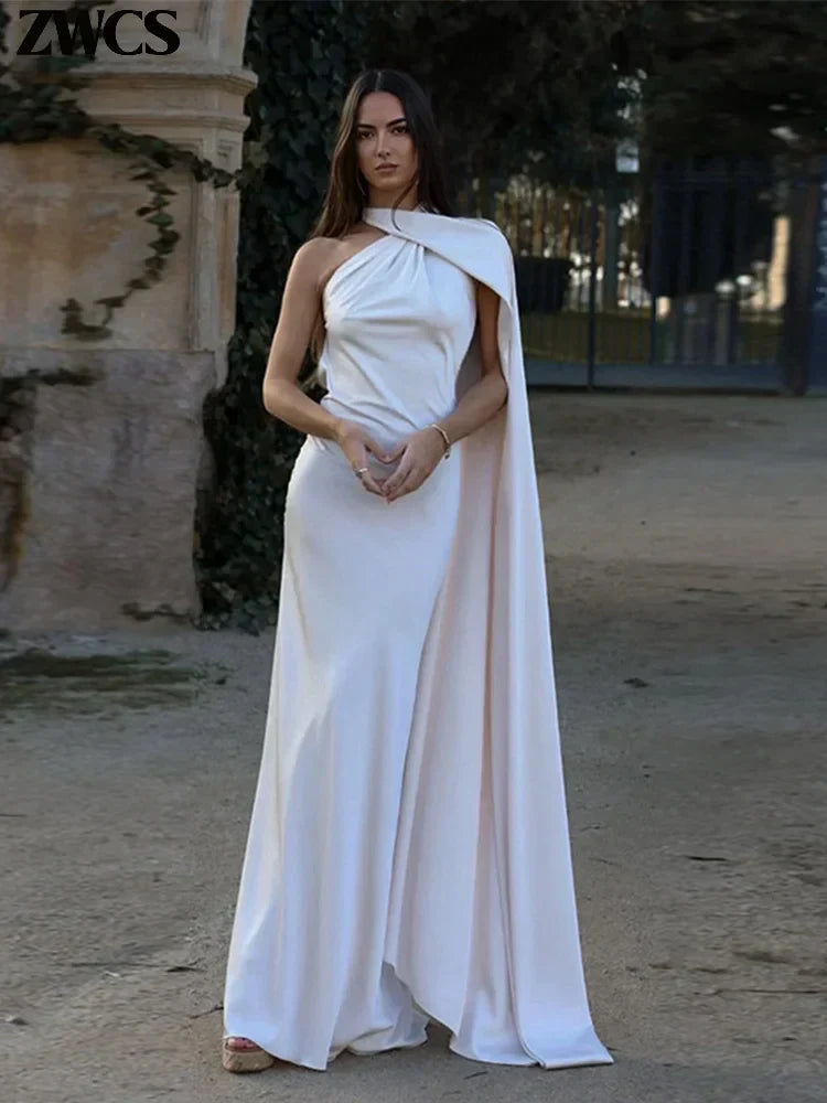 Orlianne – Satin drape – One shoulder mermaid gown-10174863442247-Ivory Ombre