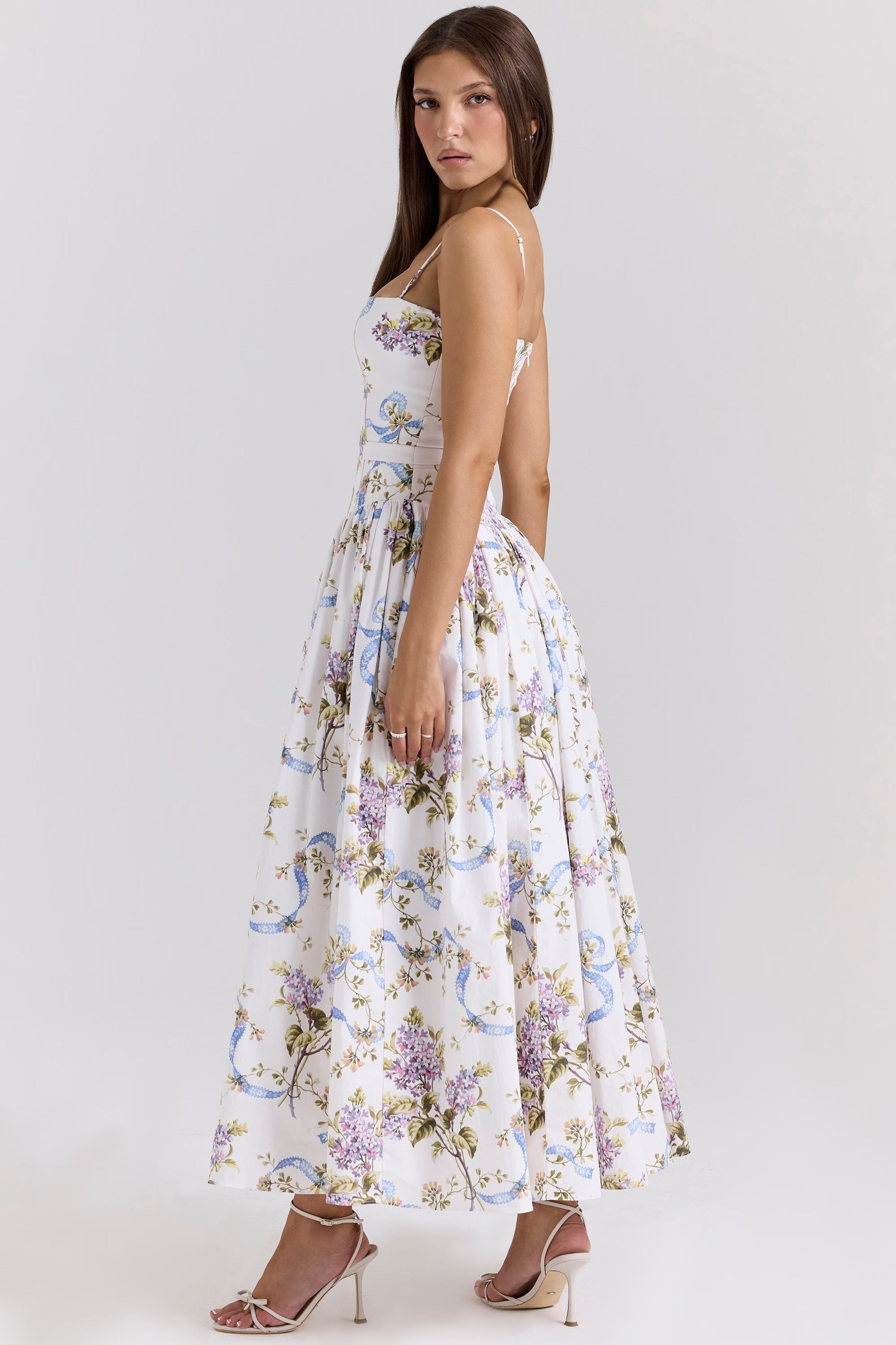 Parven – Corset bodice – Floral midi dress-10174853316935-Ivory Ombre
