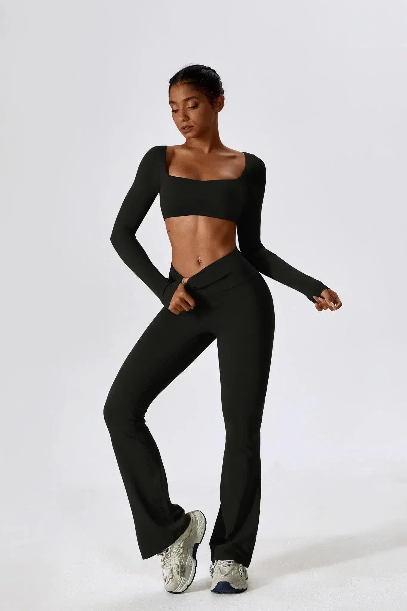 Priya – High-waisted fit – Flared leggings-10174785356103-Ivory Ombre