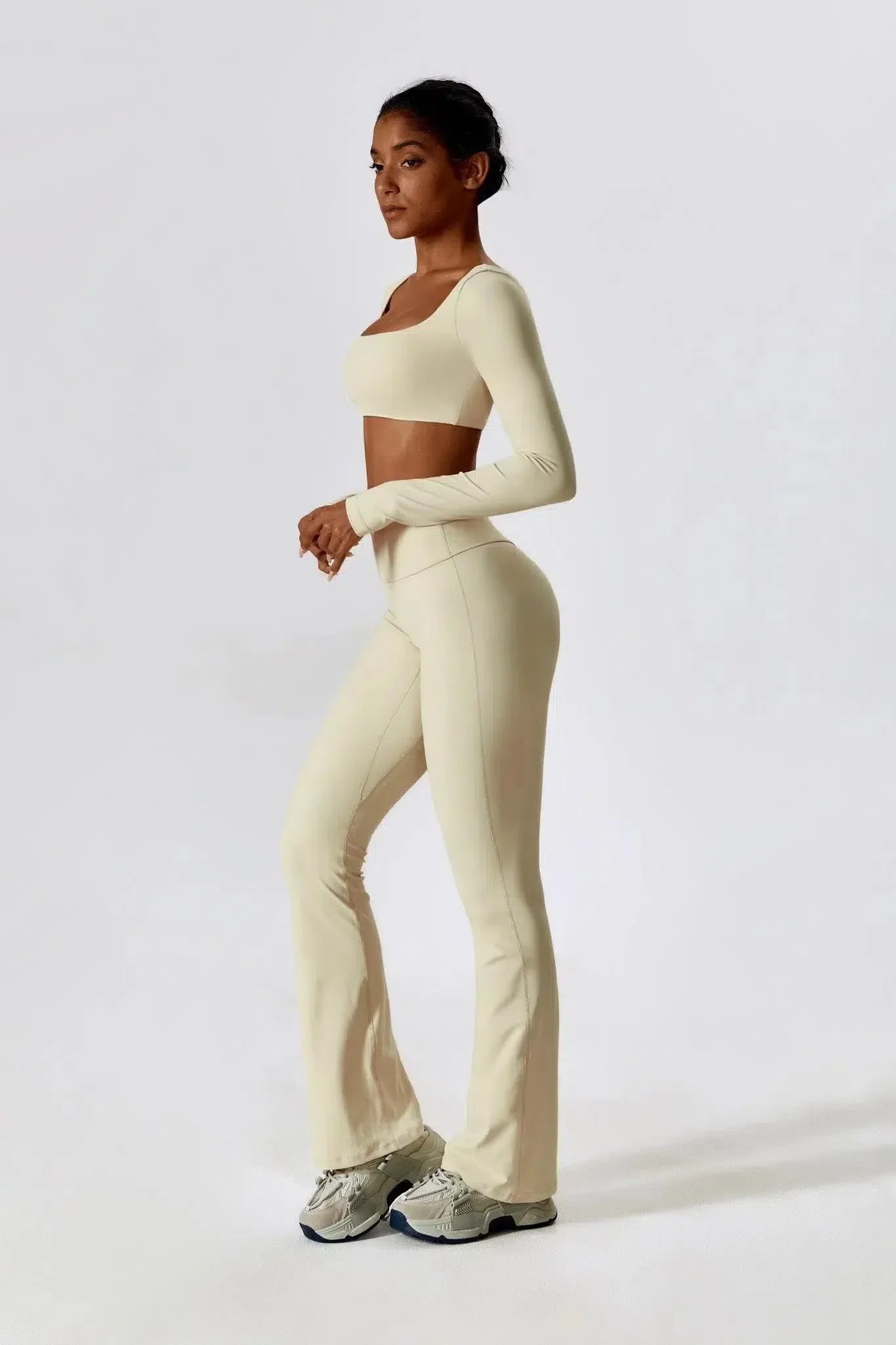 Priya – High-waisted fit – Flared leggings-10174785356103-Ivory Ombre