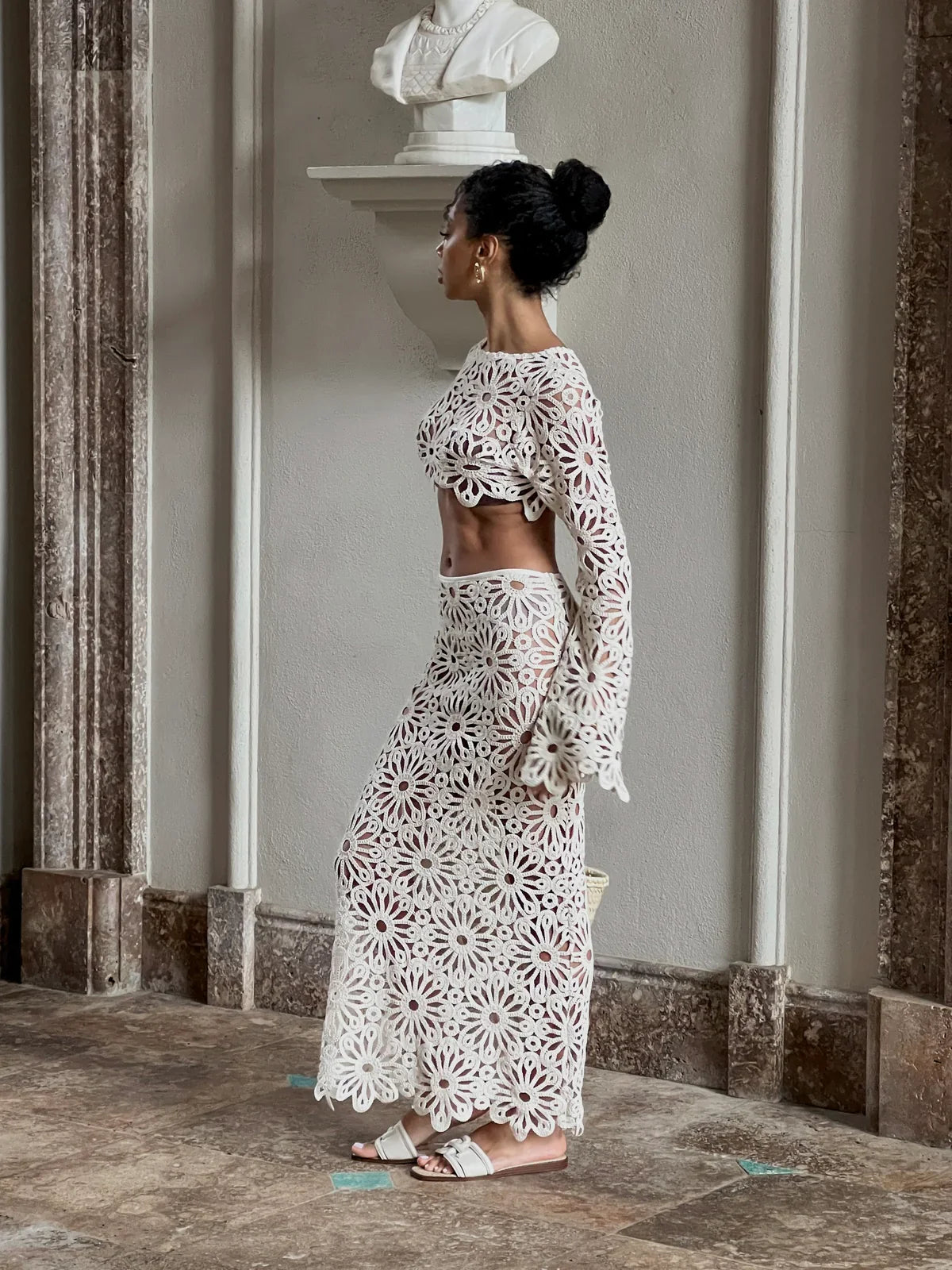 Ravelline – Crochet floral – Co-ord set-10174868881735-Ivory Ombre