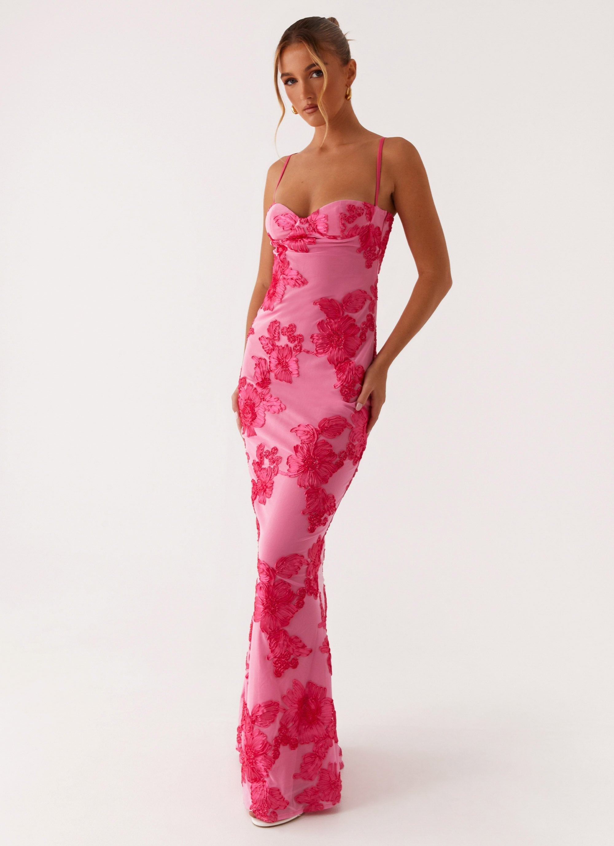 Roselène – Sweetheart bloom – Maxi mesh dress-10174848008519-Ivory Ombre