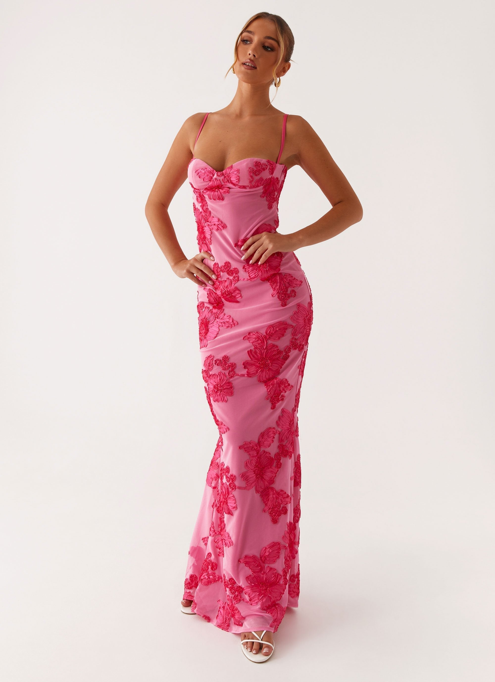 Roselène – Sweetheart bloom – Maxi mesh dress-10174848008519-Ivory Ombre