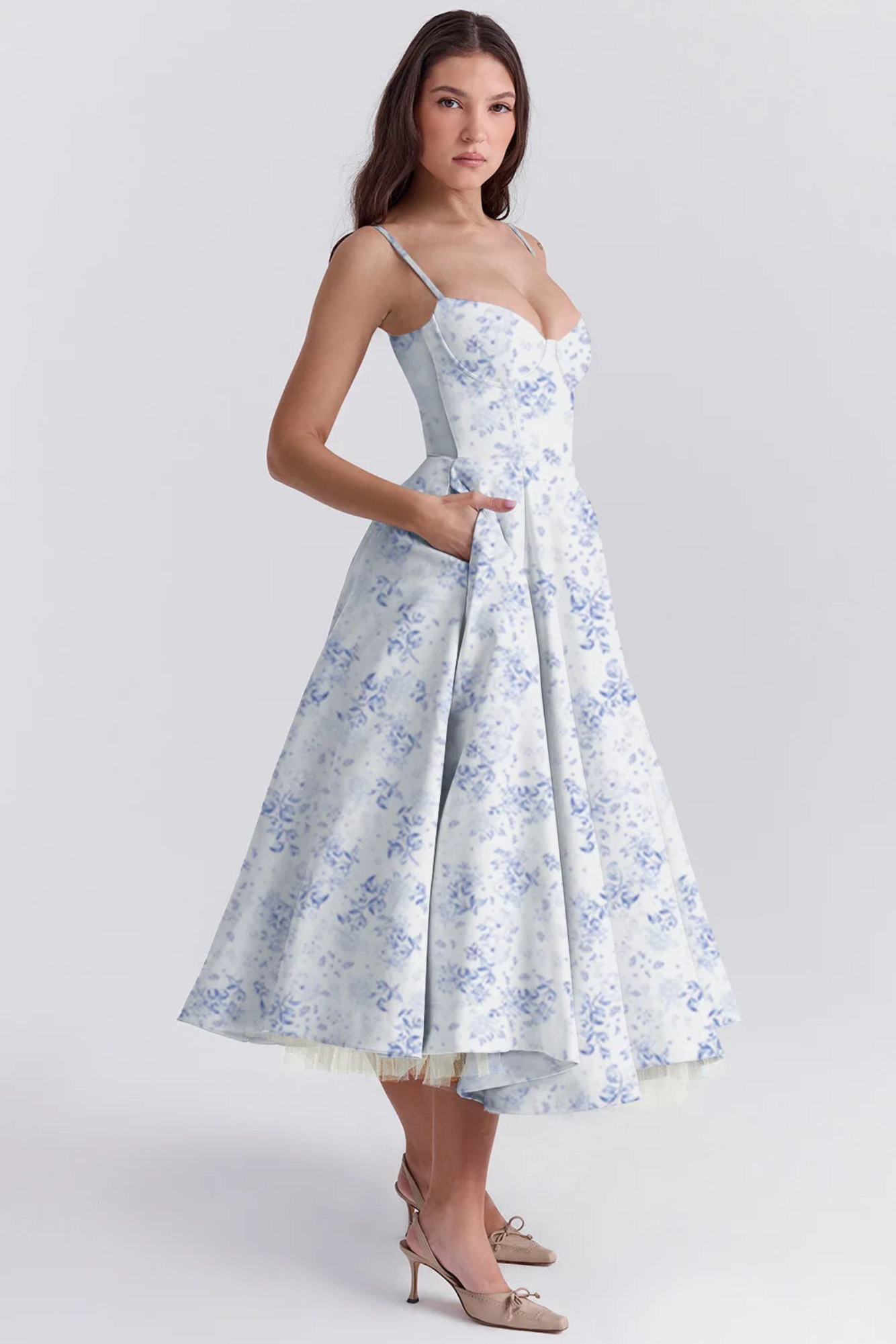 Roselunette – Vintage rose – High-low midi dress-10196573684039-Ivory Ombre