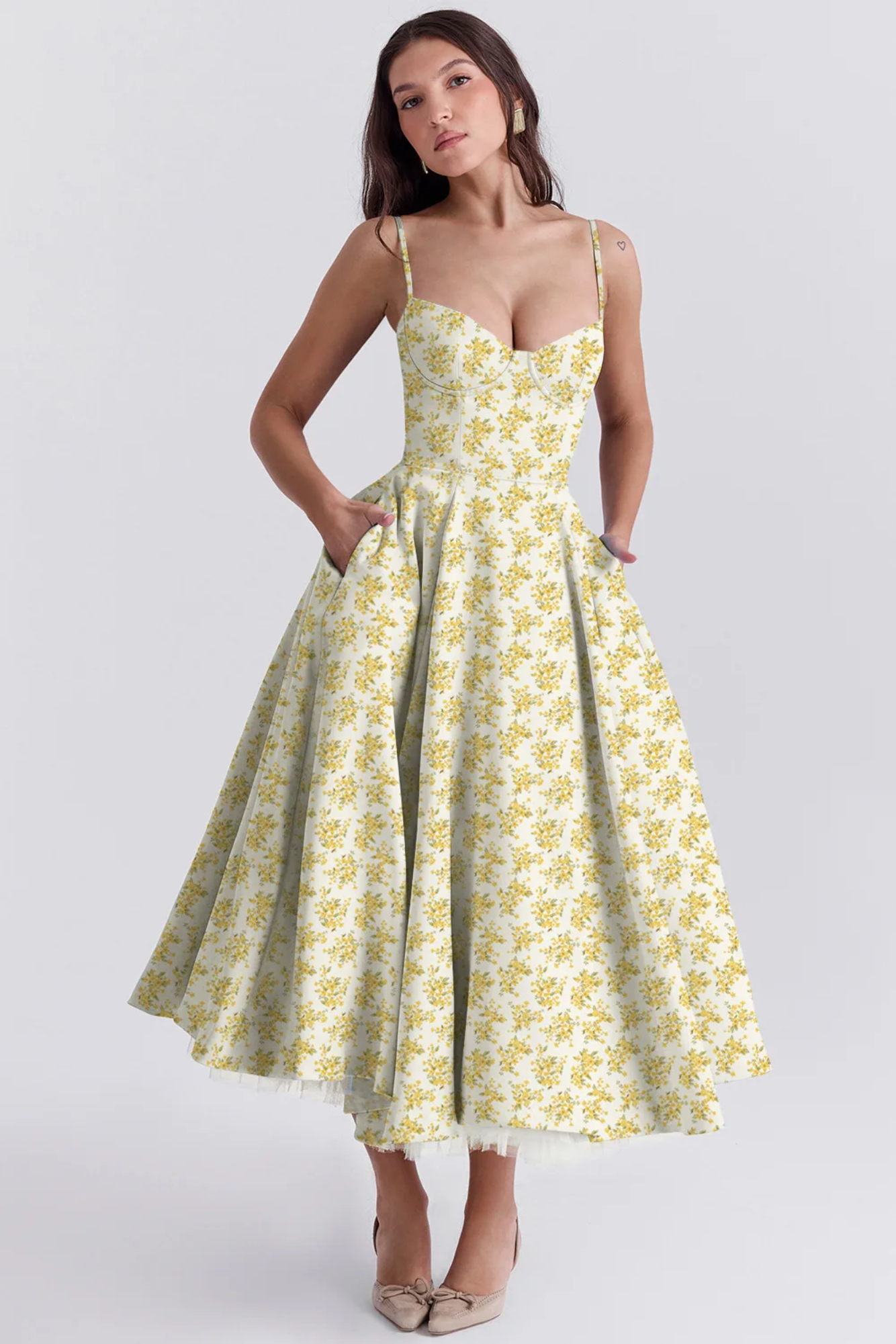Roselunette – Vintage rose – High-low midi dress-10196573684039-Ivory Ombre