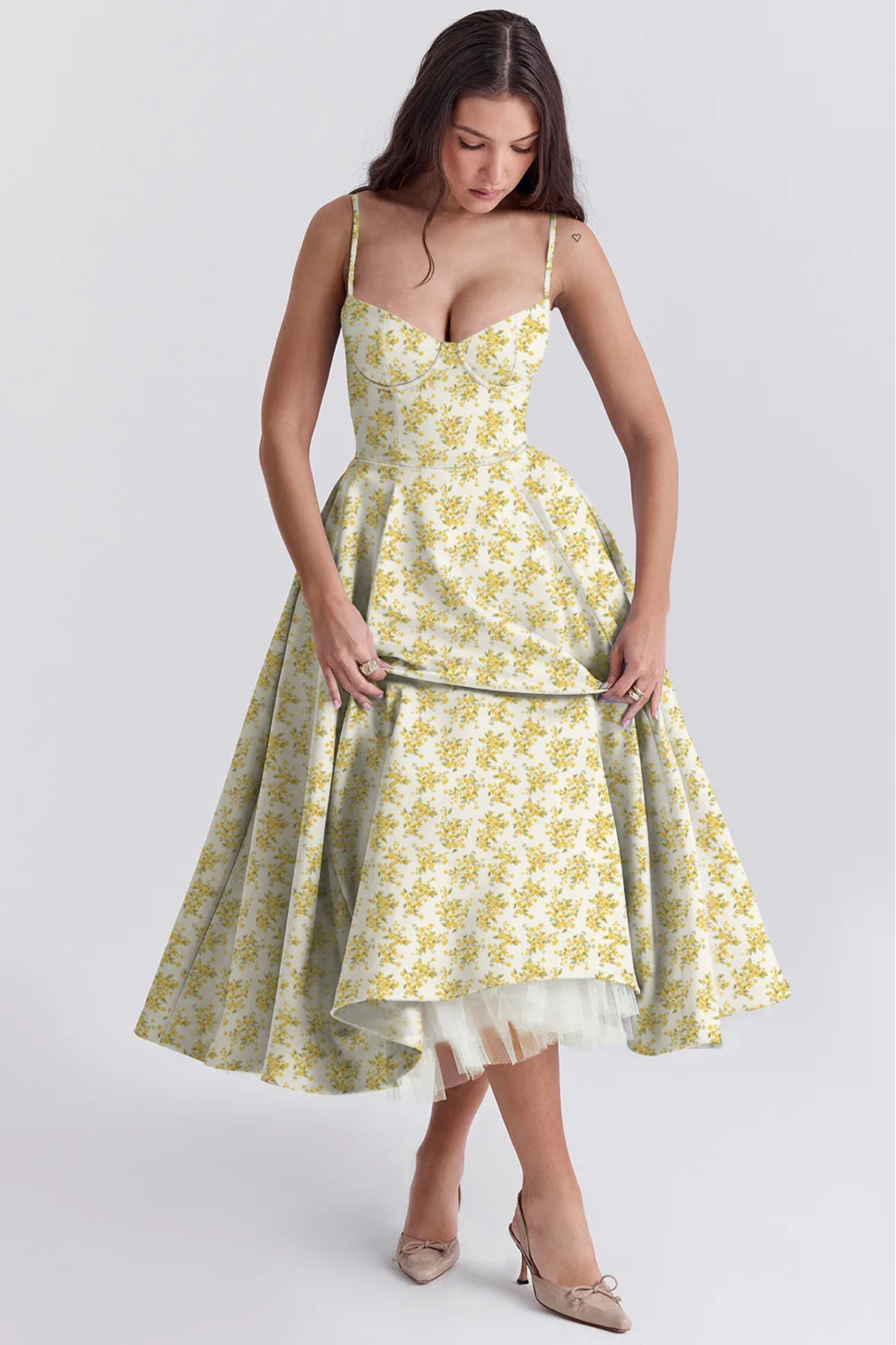 Roselunette – Vintage rose – High-low midi dress-10196573684039-Ivory Ombre