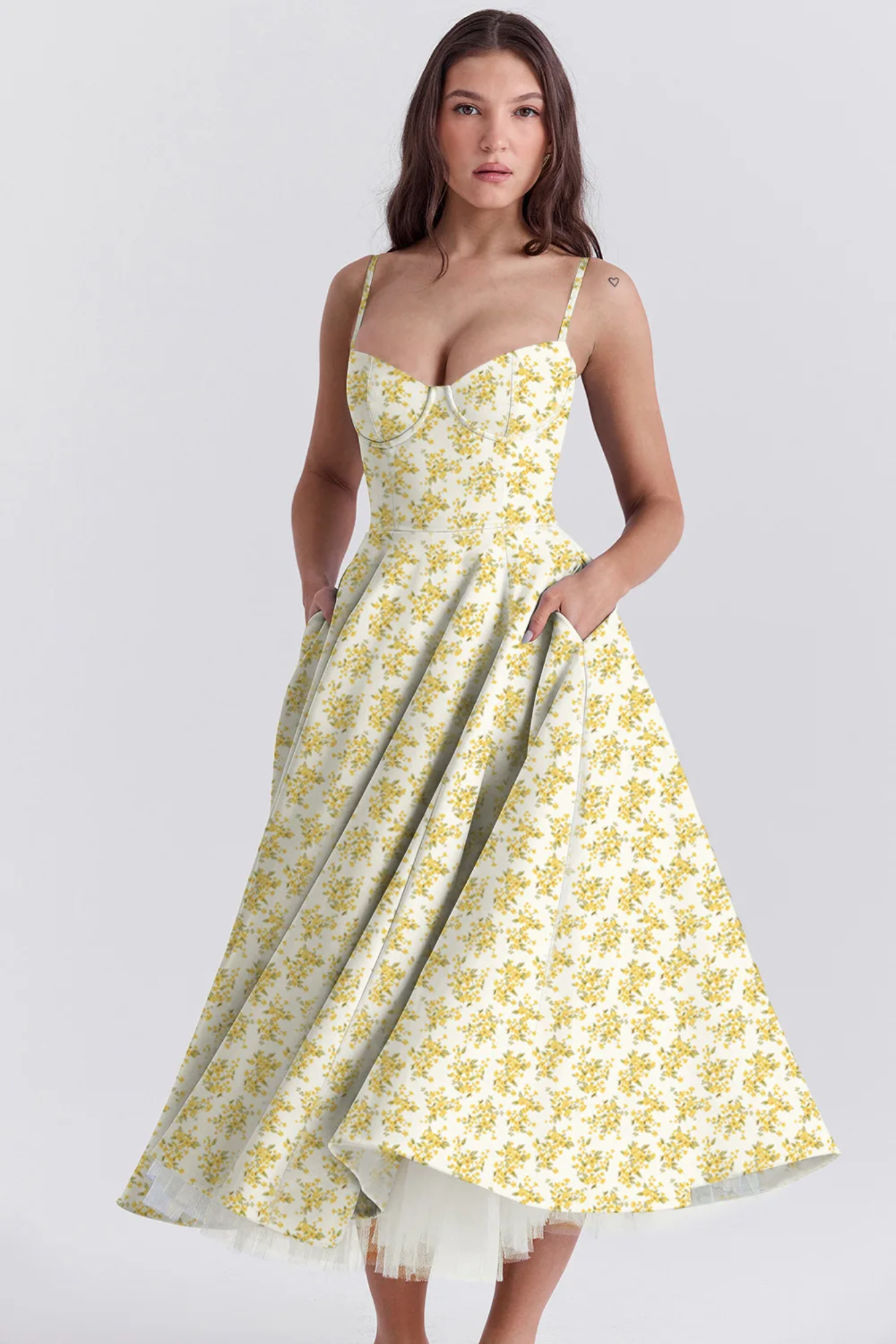 Roselunette – Vintage rose – High-low midi dress-10196573684039-Ivory Ombre