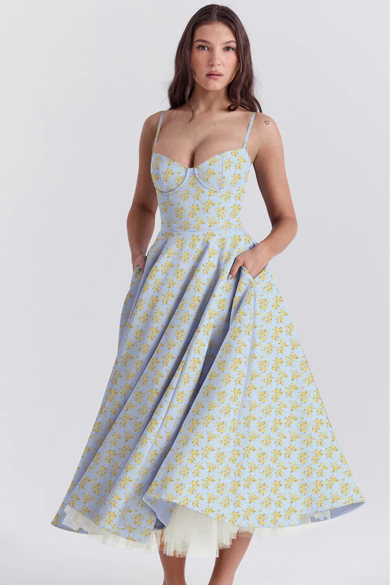 Roselunette – Vintage rose – High-low midi dress-10196573684039-Ivory Ombre