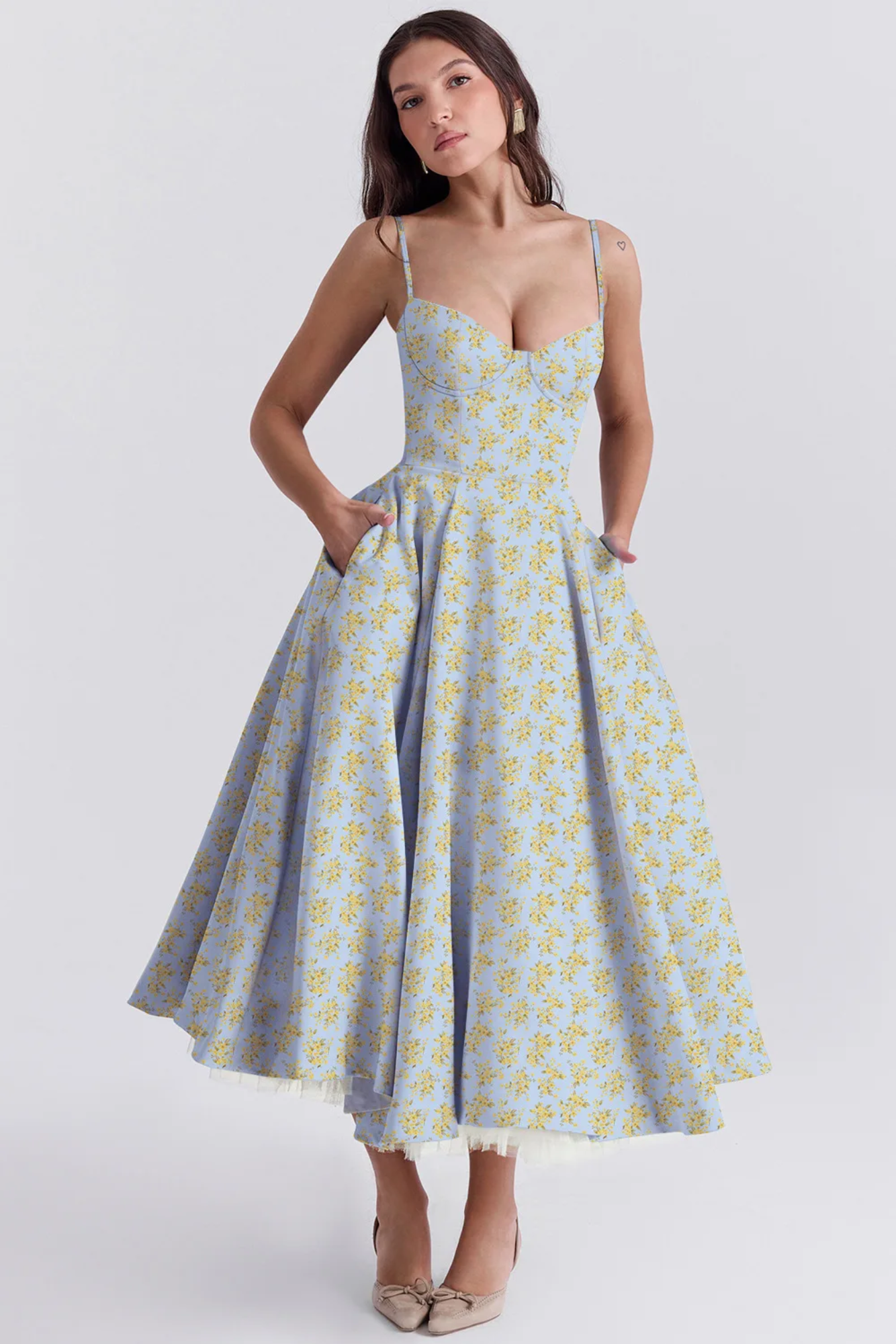 Roselunette – Vintage rose – High-low midi dress-10196573684039-Ivory Ombre