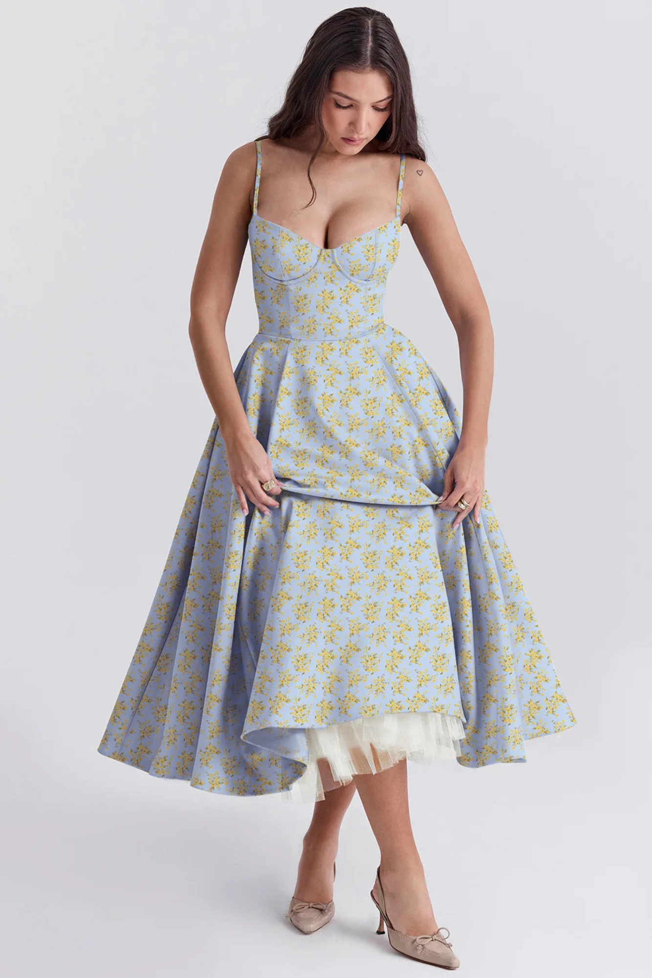 Roselunette – Vintage rose – High-low midi dress-10196573684039-Ivory Ombre