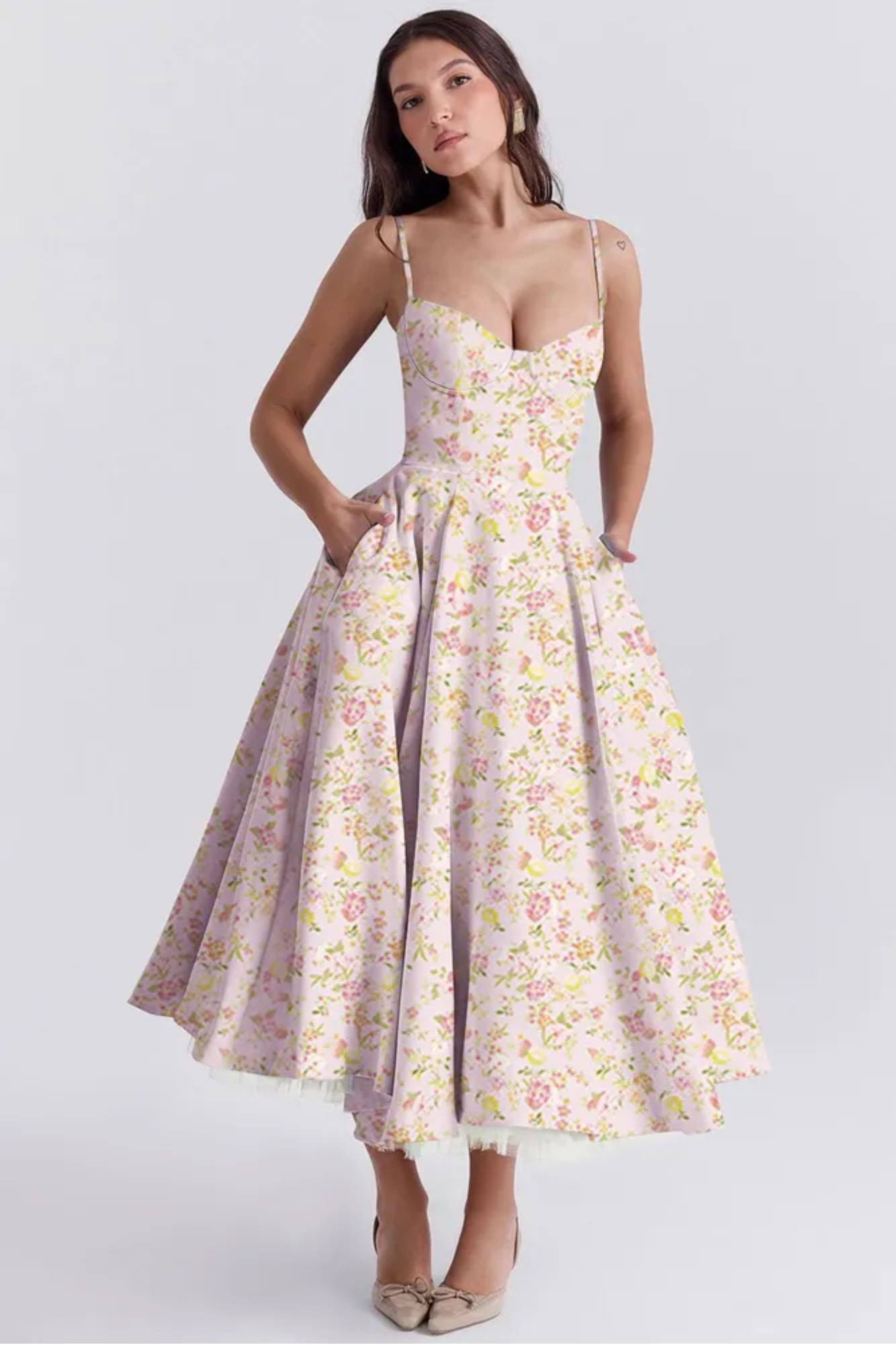 Roselunette – Vintage rose – High-low midi dress-10196573684039-Ivory Ombre