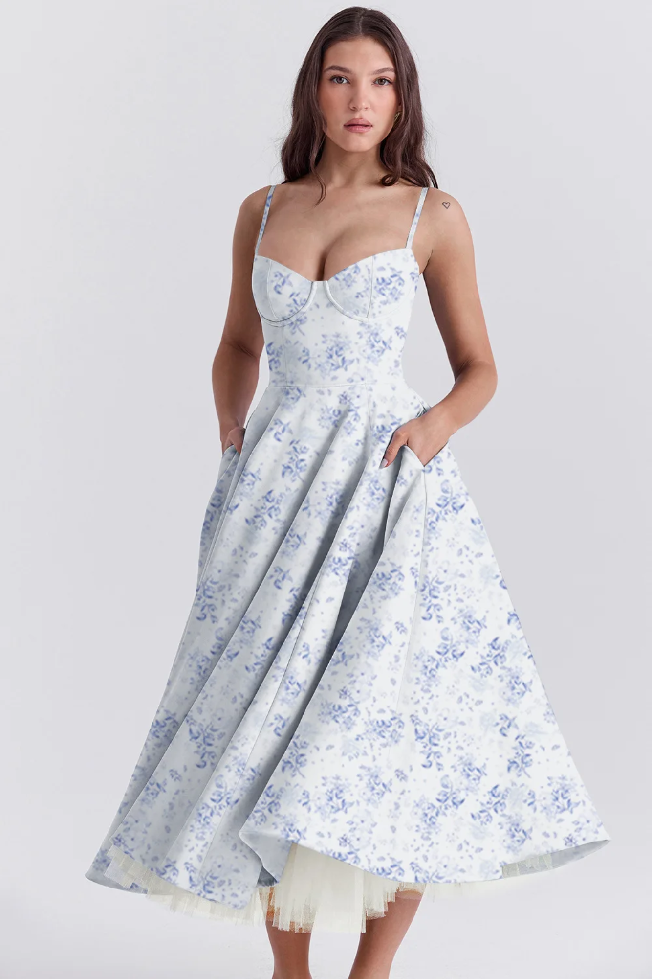 Roselunette – Vintage rose – High-low midi dress-10196573684039-Ivory Ombre