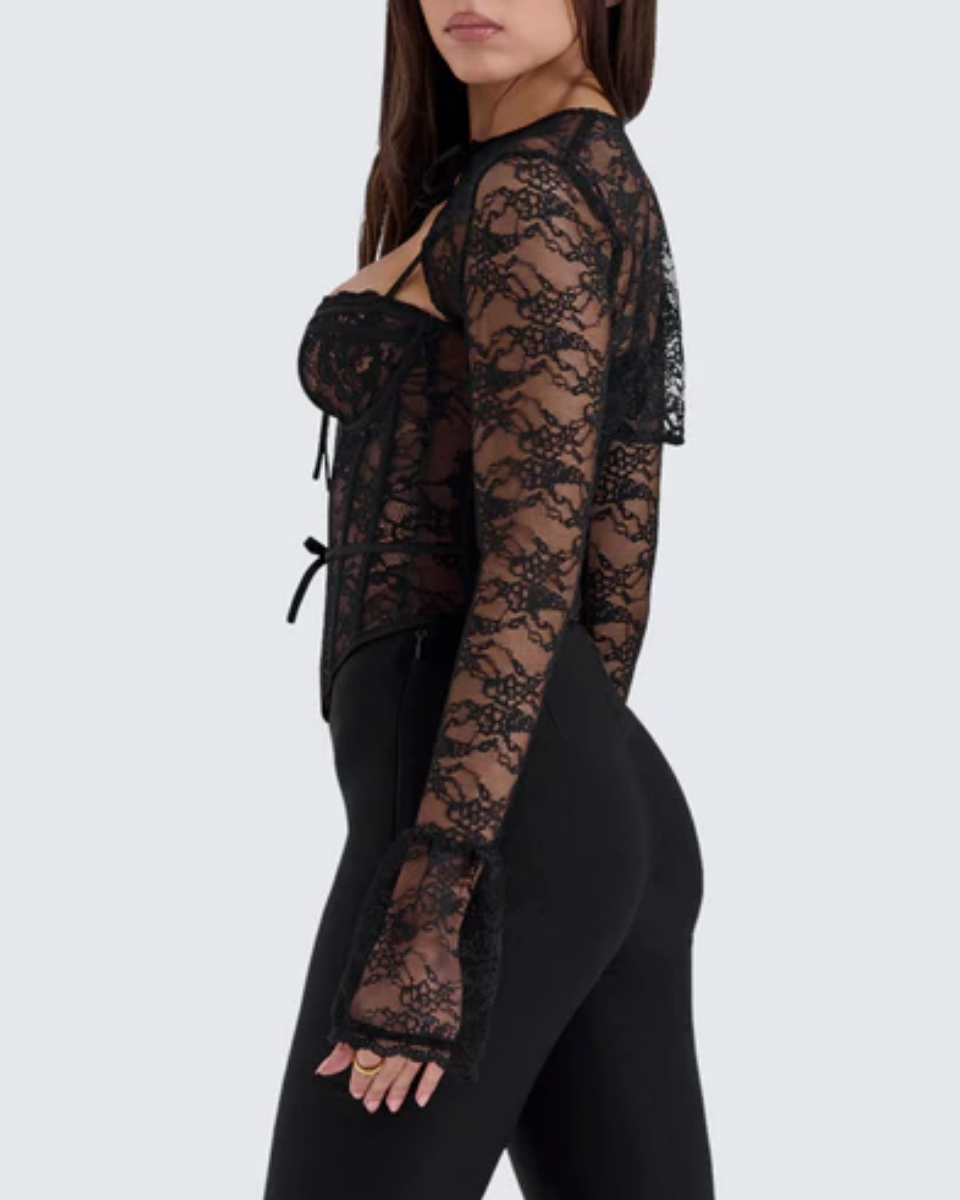 Saffira – Romantic lace – Long-sleeve corset top-10174842503495-Ivory Ombre