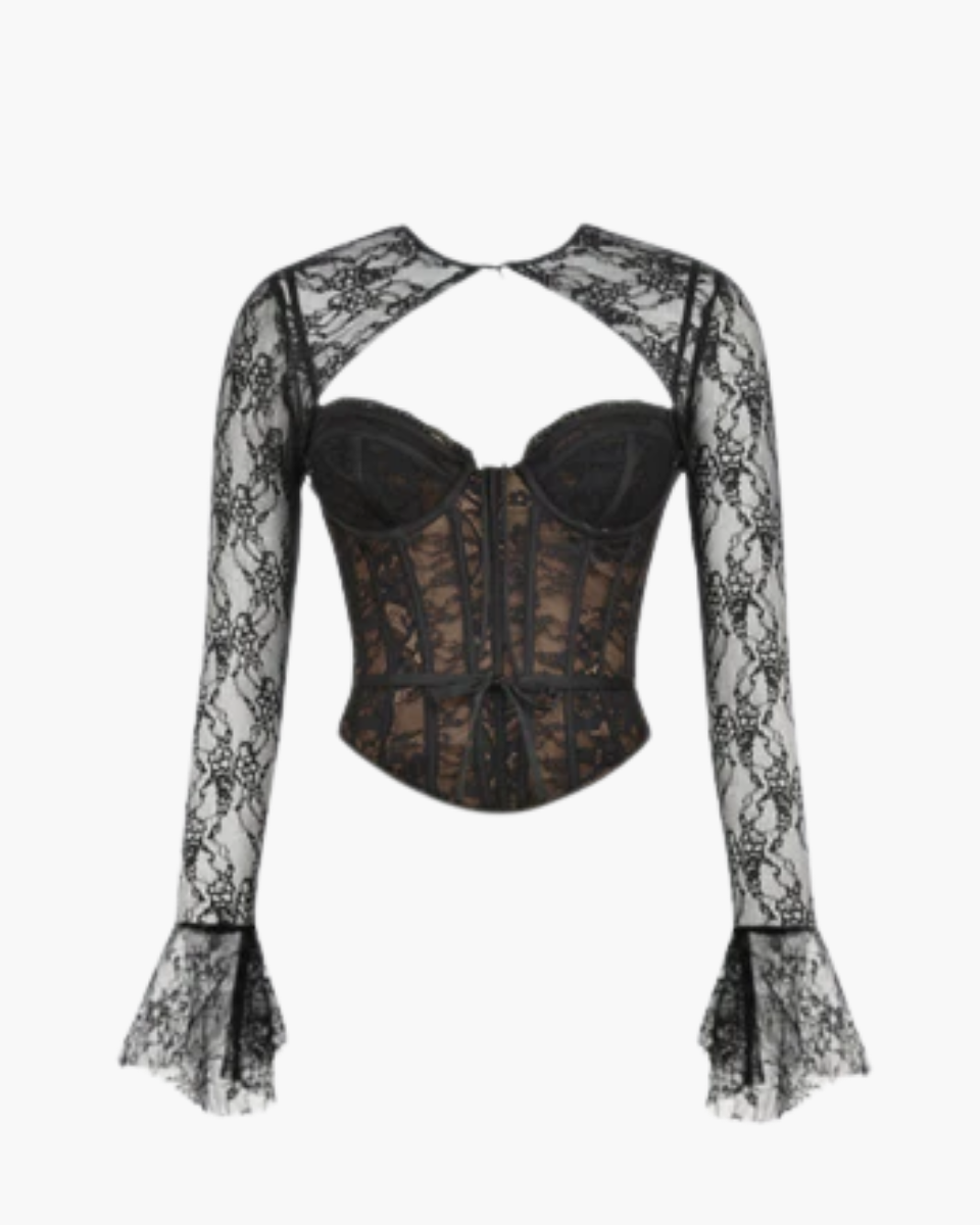 Saffira – Romantic lace – Long-sleeve corset top-10174842503495-Ivory Ombre