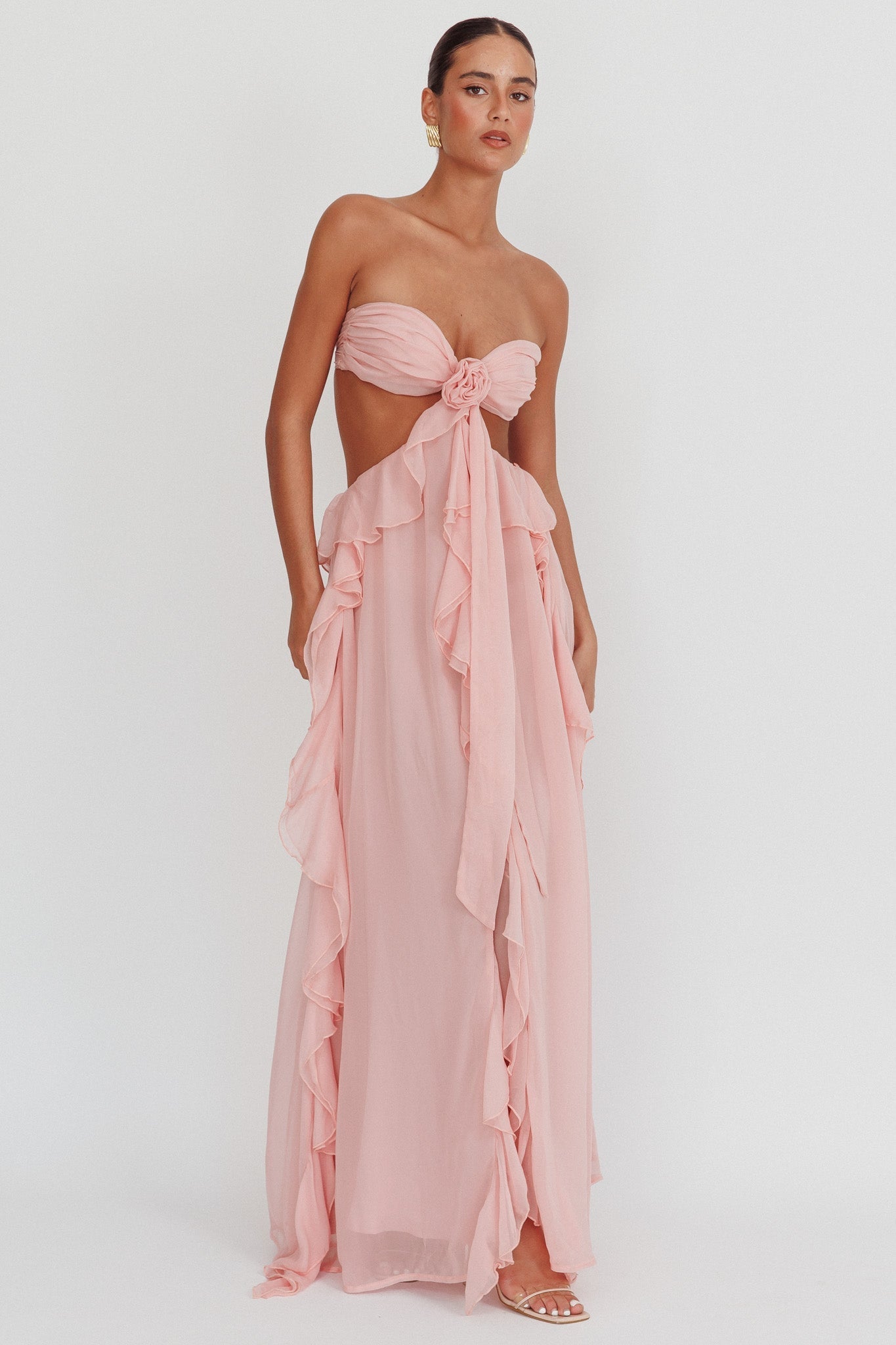 Sandra – Romantic ruffle detail – Maxi dress-10174869111111-Ivory Ombre