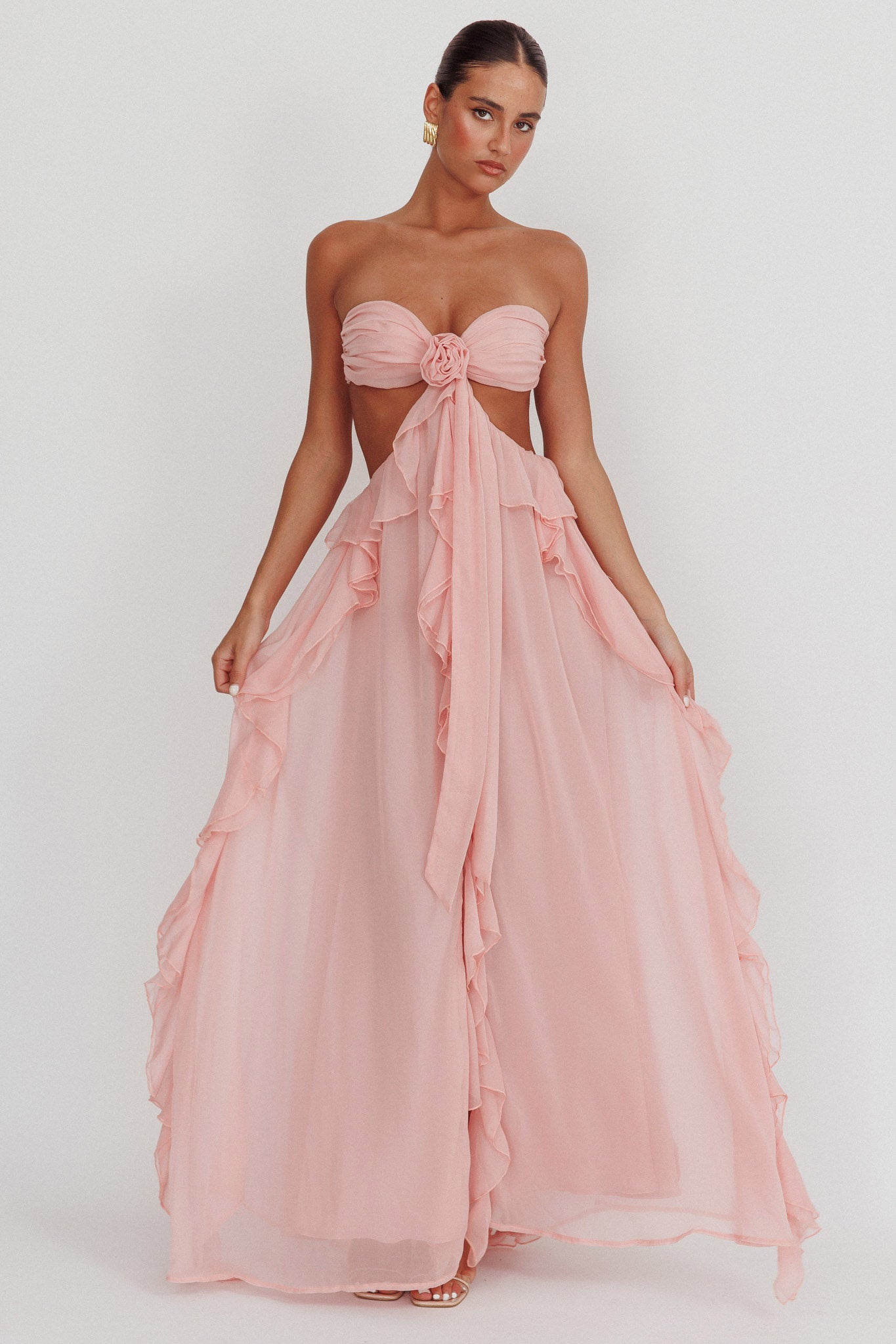 Sandra – Romantic ruffle detail – Maxi dress-10174869111111-Ivory Ombre