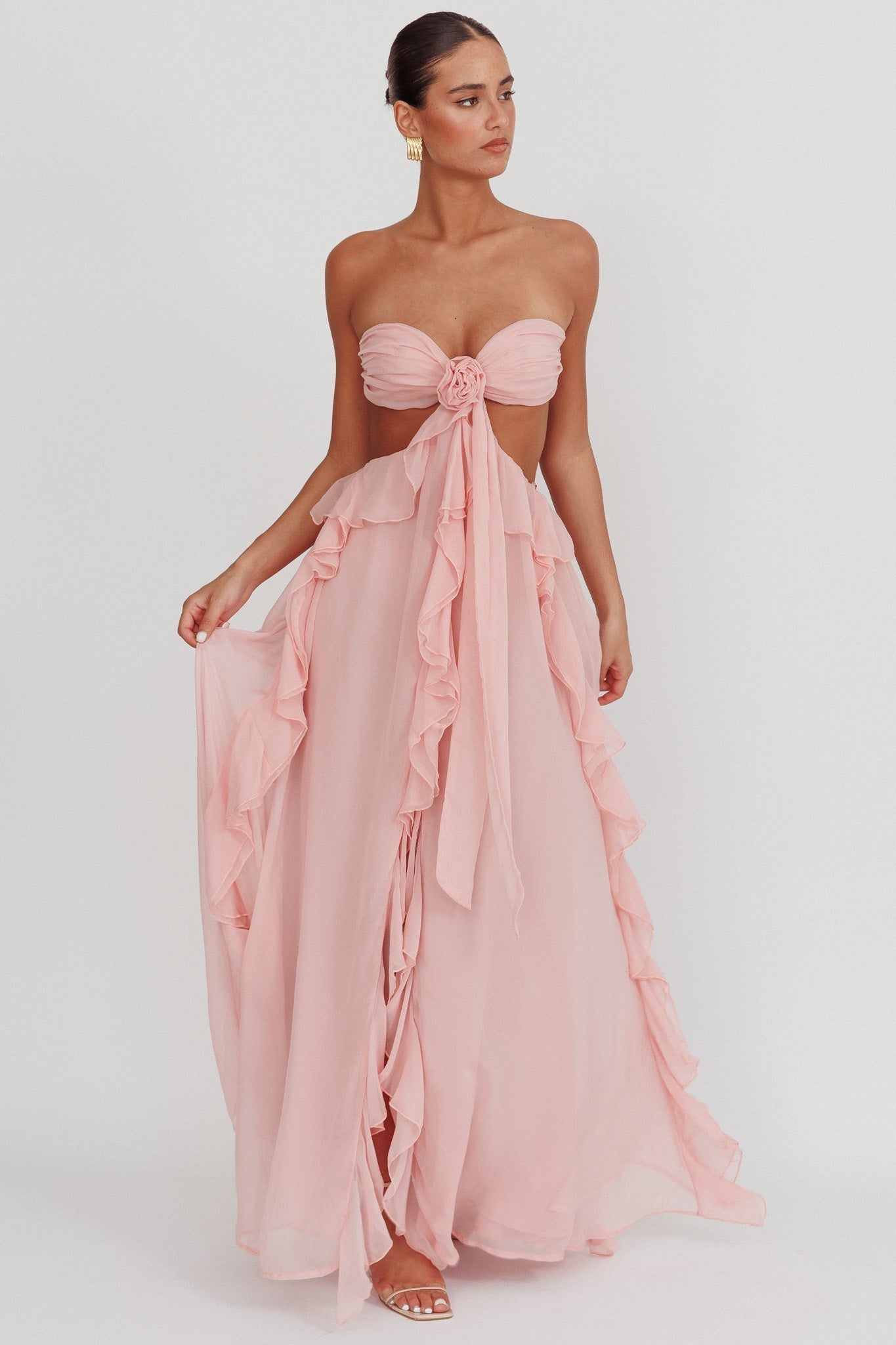 Sandra – Romantic ruffle detail – Maxi dress-10174869111111-Ivory Ombre