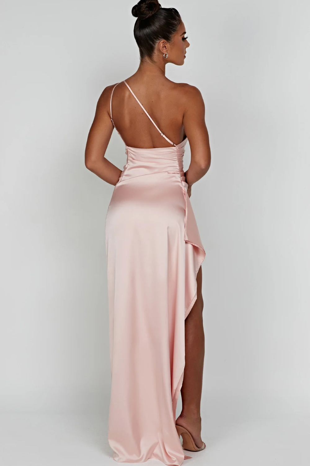 Scarlette – Satin drape – One shoulder evening gown-10174857052487-Ivory Ombre