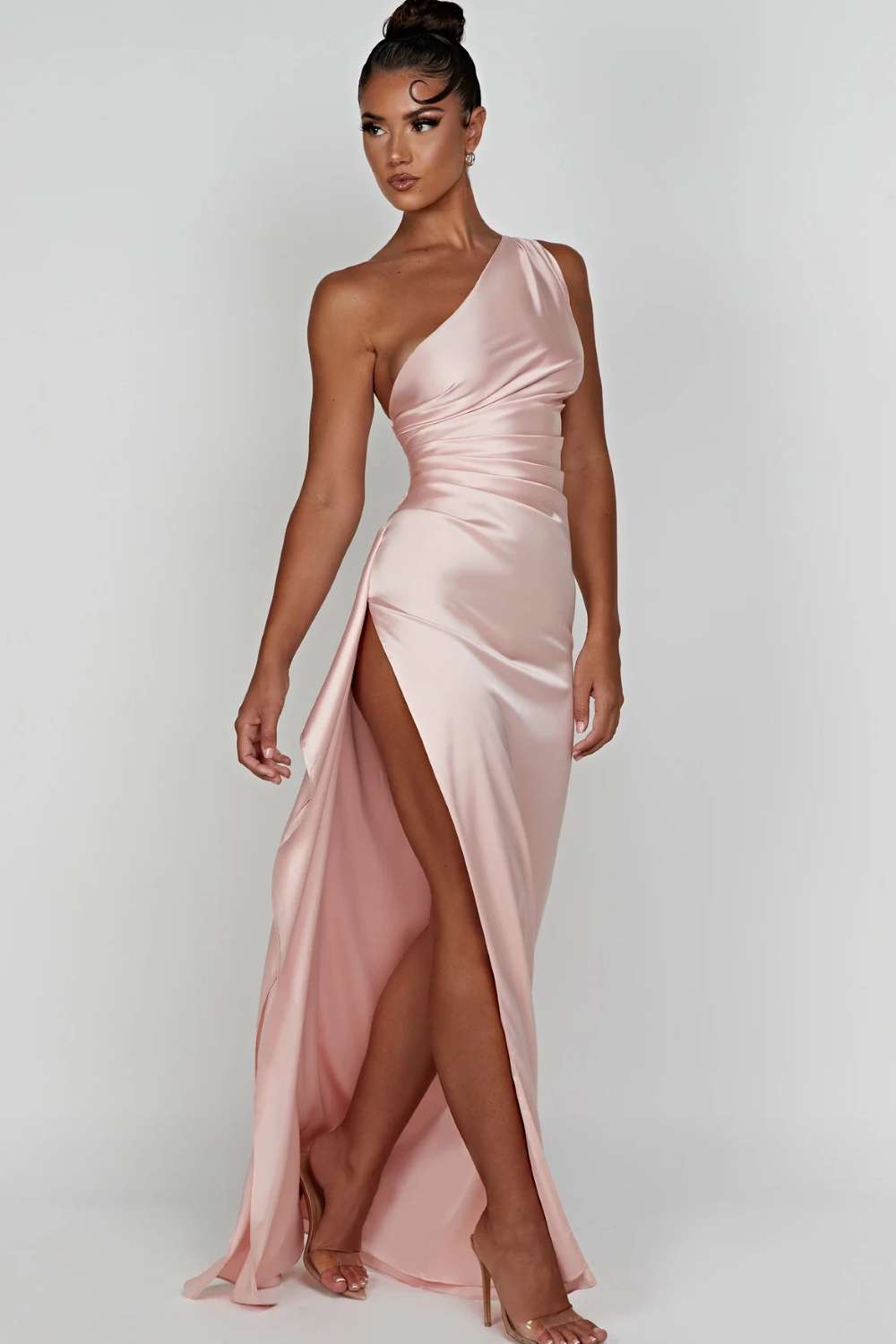 Scarlette – Satin drape – One shoulder evening gown-10174857052487-Ivory Ombre