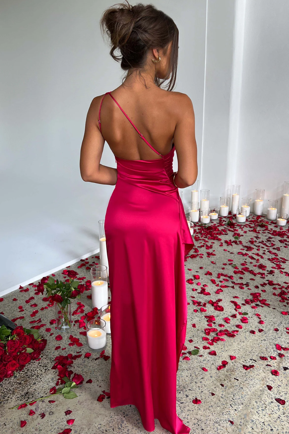 Scarlette – Satin drape – One shoulder evening gown-10174857052487-Ivory Ombre