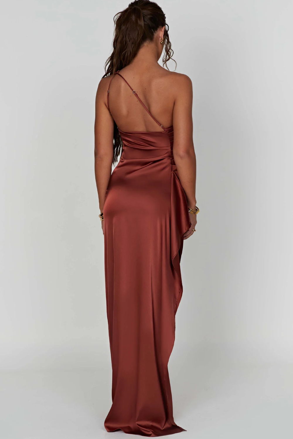 Scarlette – Satin drape – One shoulder evening gown-10174857052487-Ivory Ombre