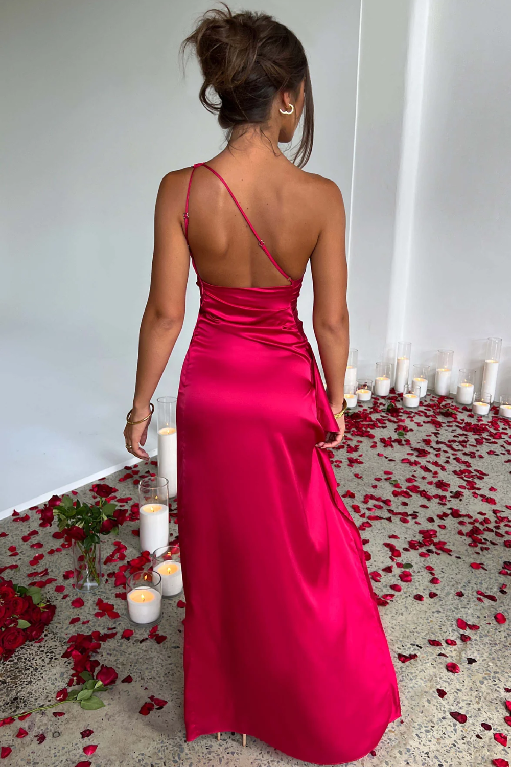 Scarlette – Satin drape – One shoulder evening gown-10174857052487-Ivory Ombre