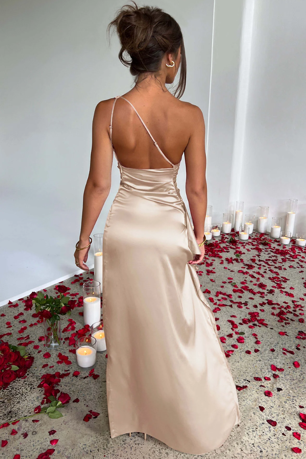 Scarlette – Satin drape – One shoulder evening gown-10174857052487-Ivory Ombre