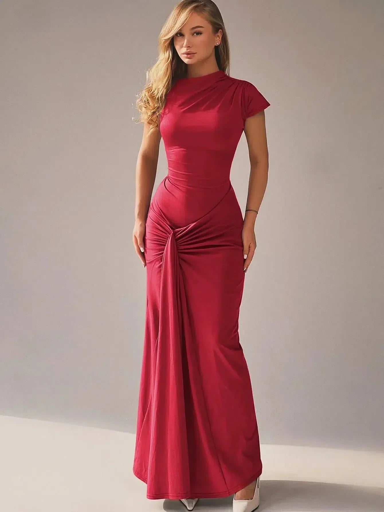 Seraphina – Elegant draped design – Maxi dress-10174730928455-Ivory Ombre