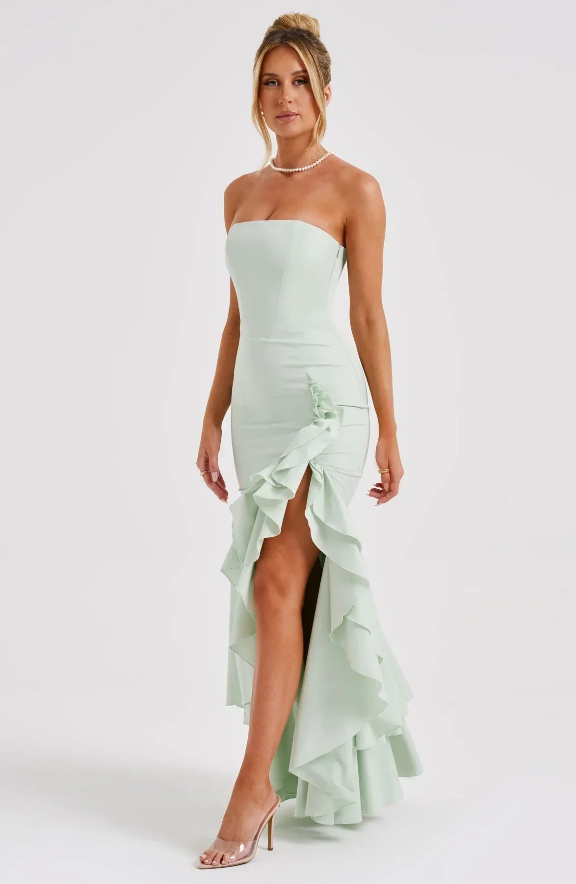 Seraphinae – Strapless ruffle – Evening dress-10195576586567-Ivory Ombre
