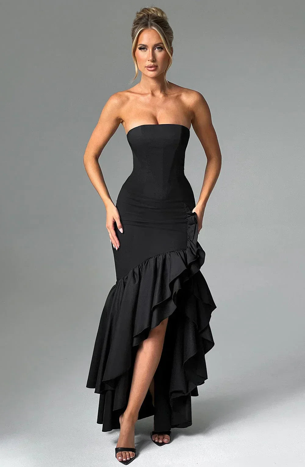 Seraphinae – Strapless ruffle – Evening dress-10195576586567-Ivory Ombre