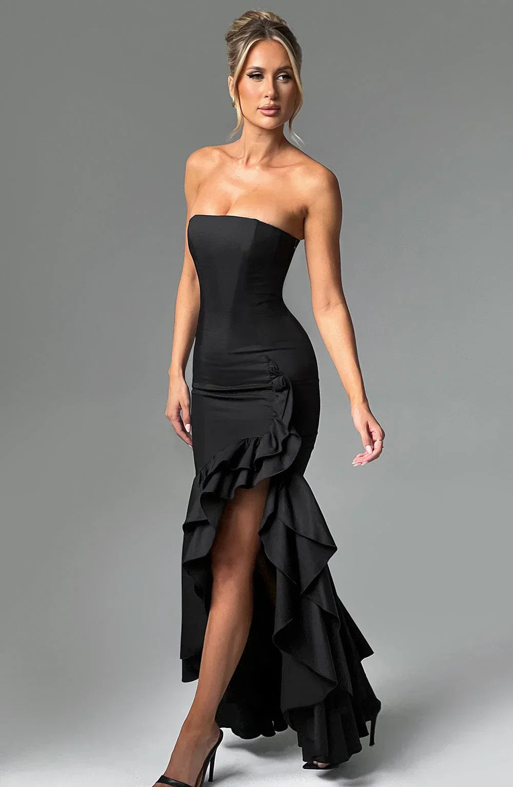 Seraphinae – Strapless ruffle – Evening dress-10195576586567-Ivory Ombre