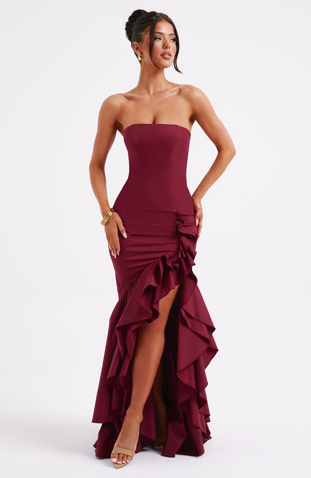 Seraphinae – Strapless ruffle – Evening dress-10195576586567-Ivory Ombre