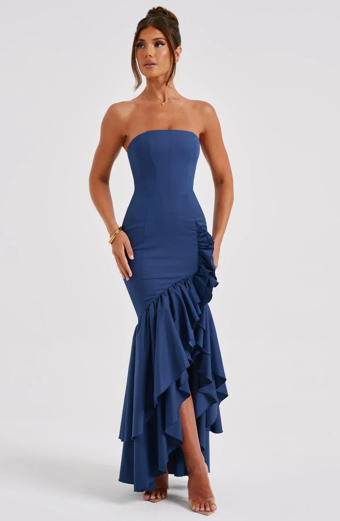 Seraphinae – Strapless ruffle – Evening dress-10195576586567-Ivory Ombre