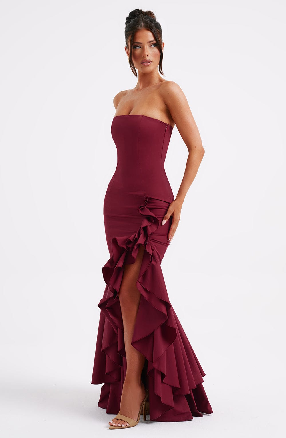 Seraphinae – Strapless ruffle – Evening dress-10195576586567-Ivory Ombre
