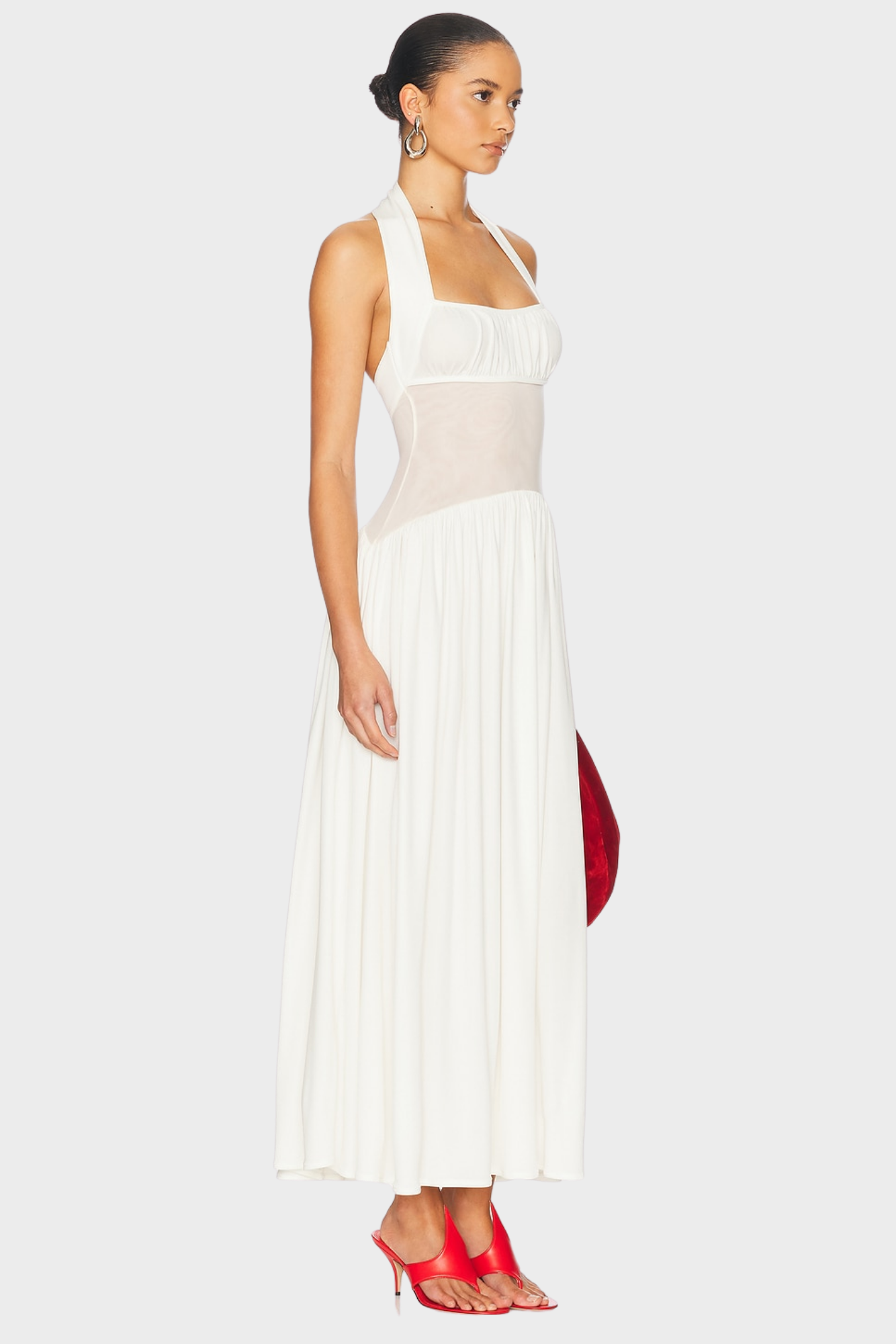 Serelisse – Sheer waist detail – Halterneck dress-10174864884039-Ivory Ombre