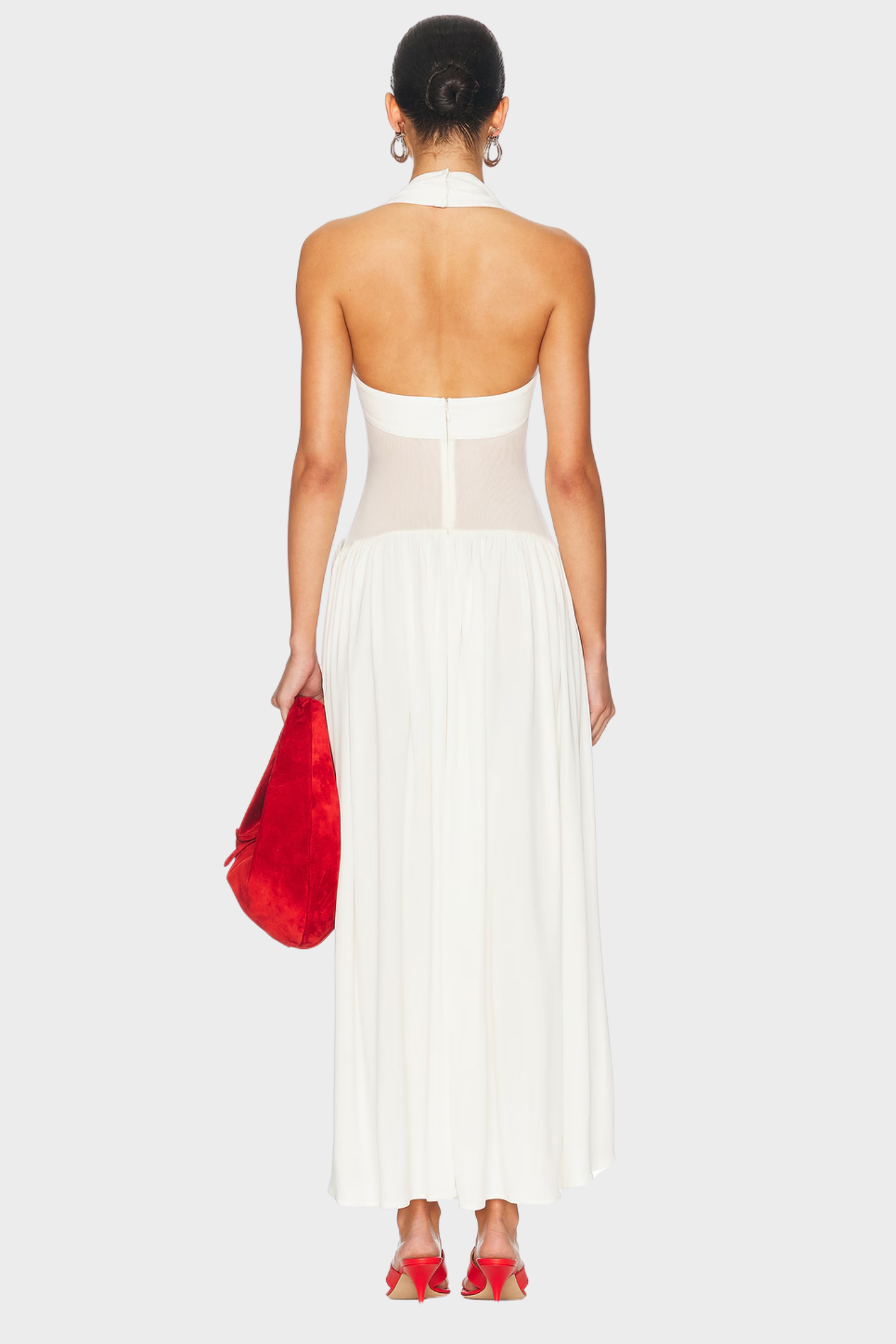 Serelisse – Sheer waist detail – Halterneck dress-10174864884039-Ivory Ombre
