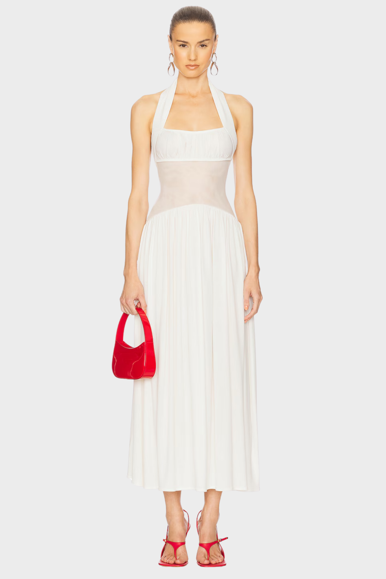 Serelisse – Sheer waist detail – Halterneck dress-10174864884039-Ivory Ombre