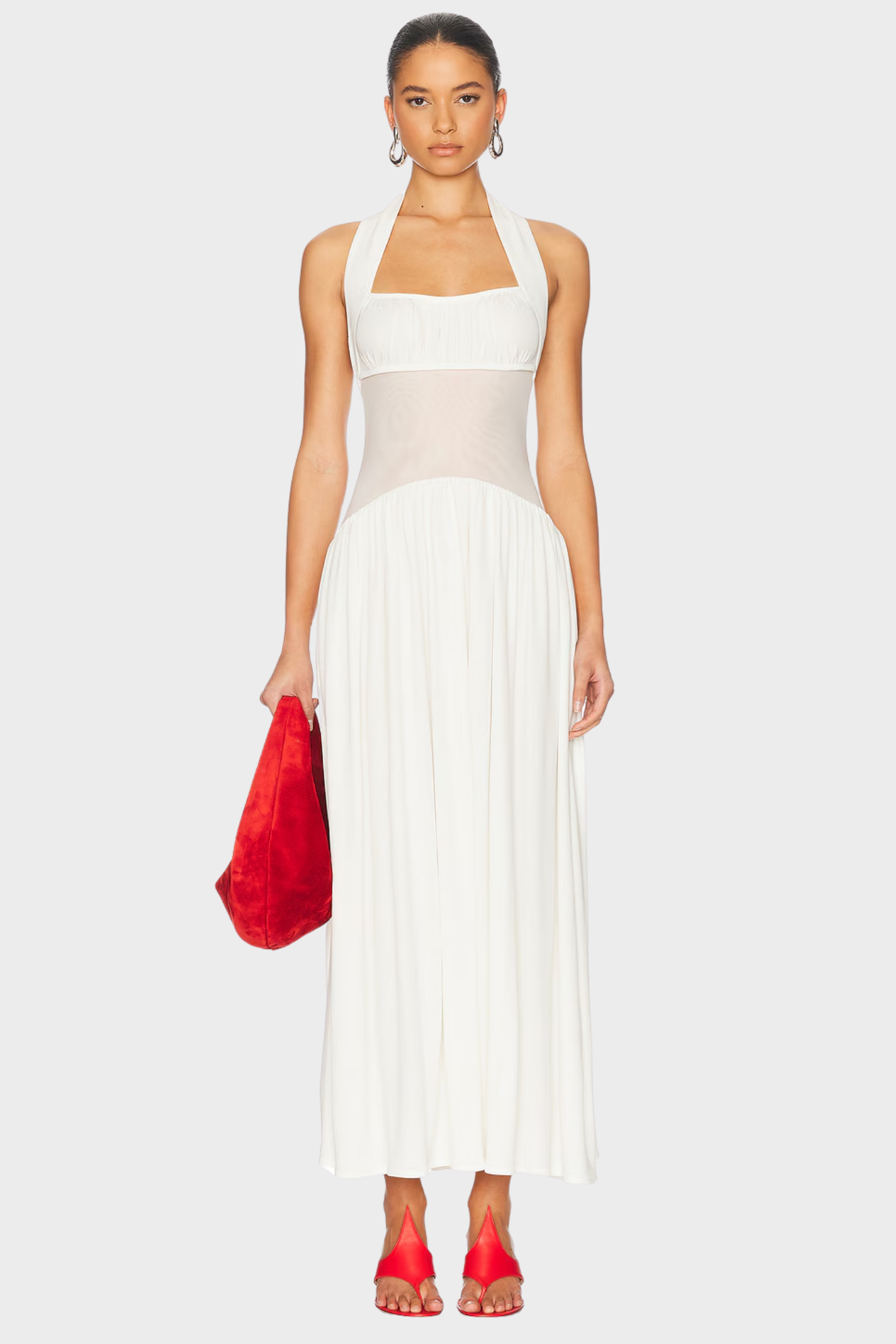 Serelisse – Sheer waist detail – Halterneck dress-10174864884039-Ivory Ombre