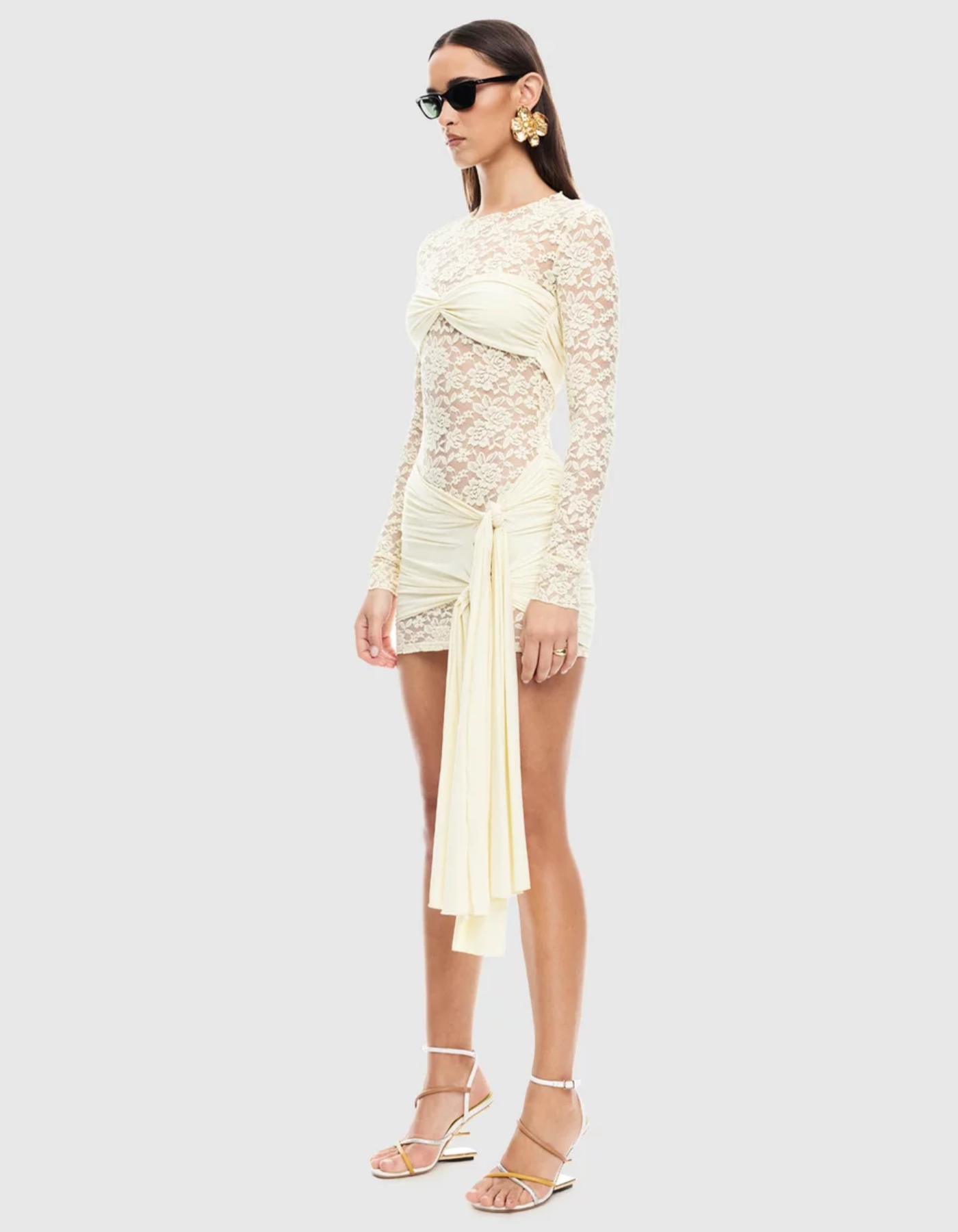 Serelune – Draped lace overlay – Mini dress-10183343341895-Ivory Ombre