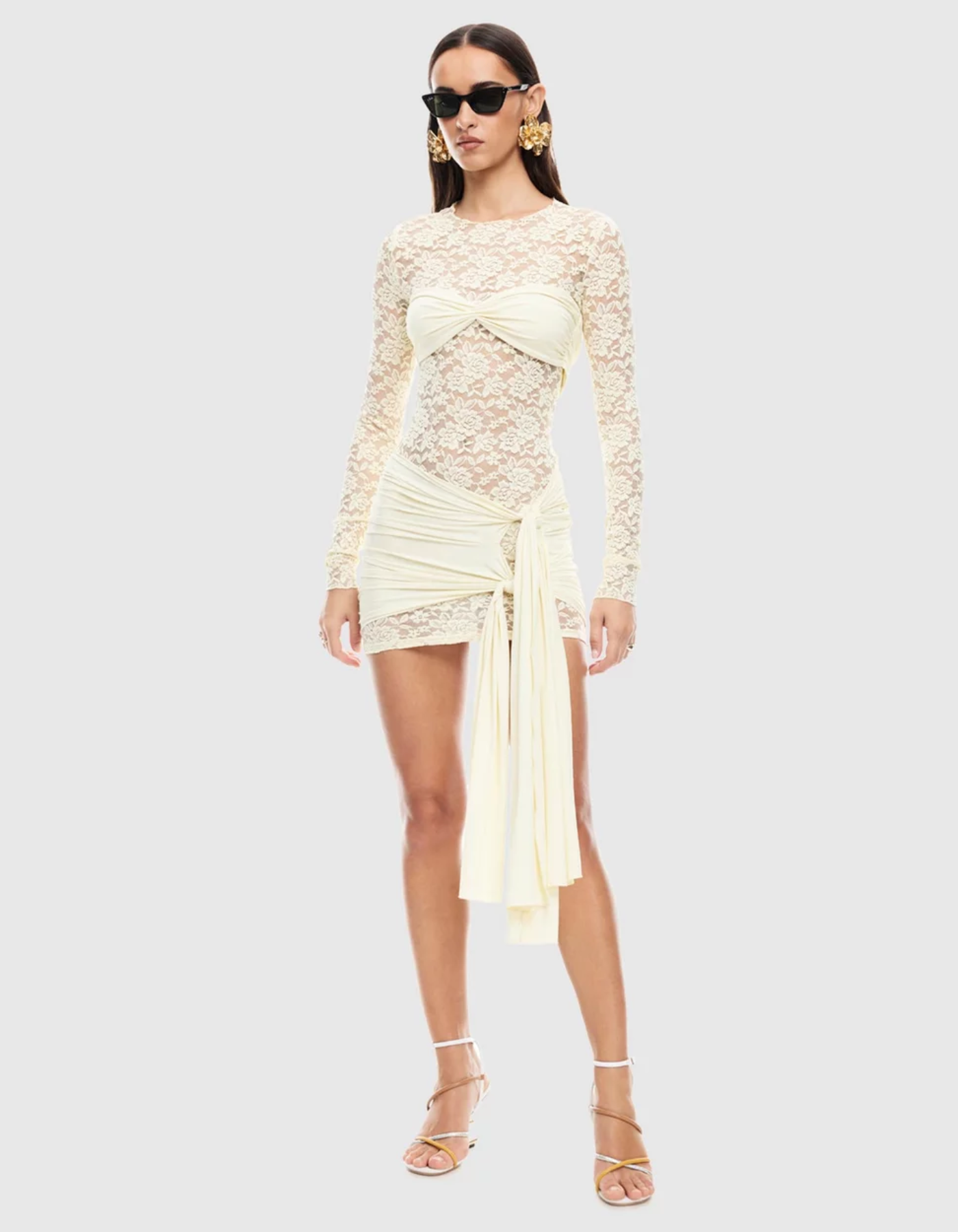 Serelune – Draped lace overlay – Mini dress-10183343341895-Ivory Ombre