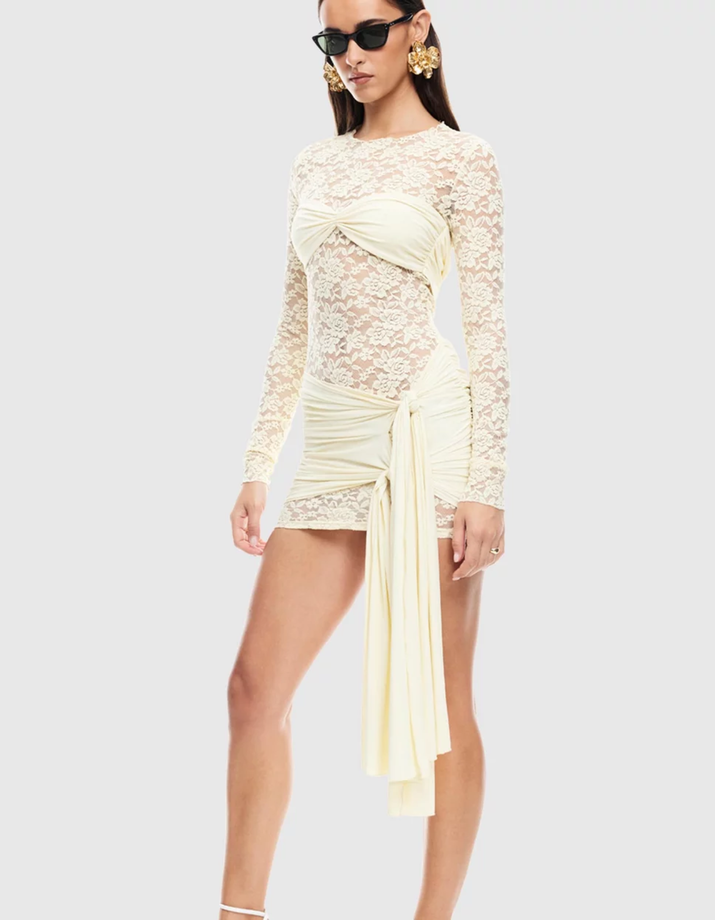 Serelune – Draped lace overlay – Mini dress-10183343341895-Ivory Ombre