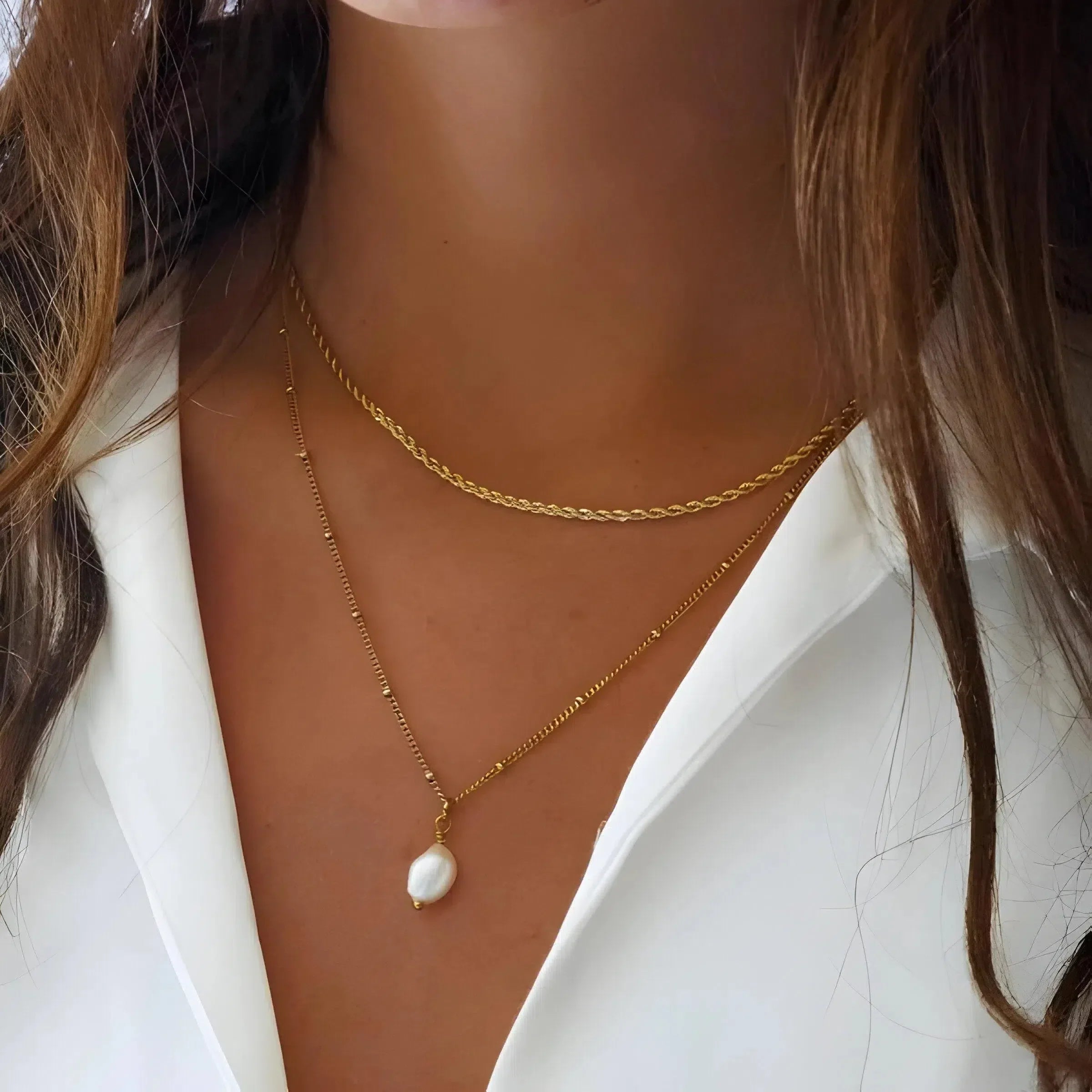 Serenza – Modern choker with pearl pendant – Necklace set-10173354869063-Ivory Ombre