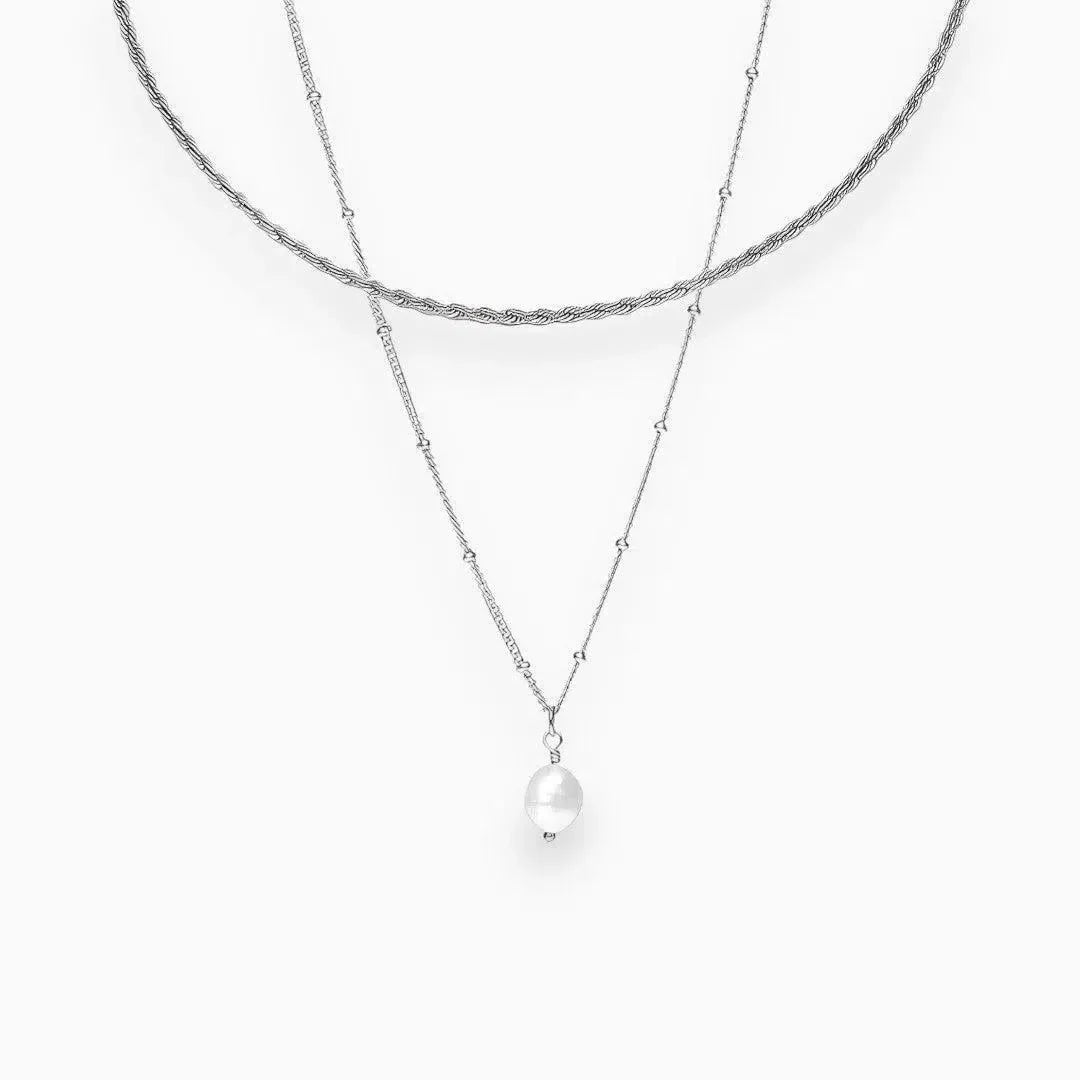 Serenza – Modern choker with pearl pendant – Necklace set-10173354869063-Ivory Ombre