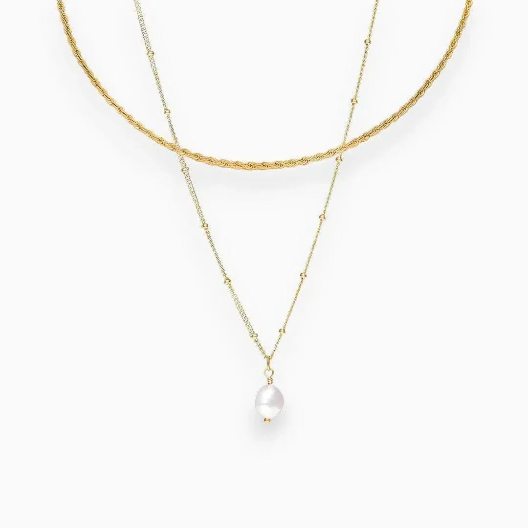 Serenza – Modern choker with pearl pendant – Necklace set-10173354869063-Ivory Ombre